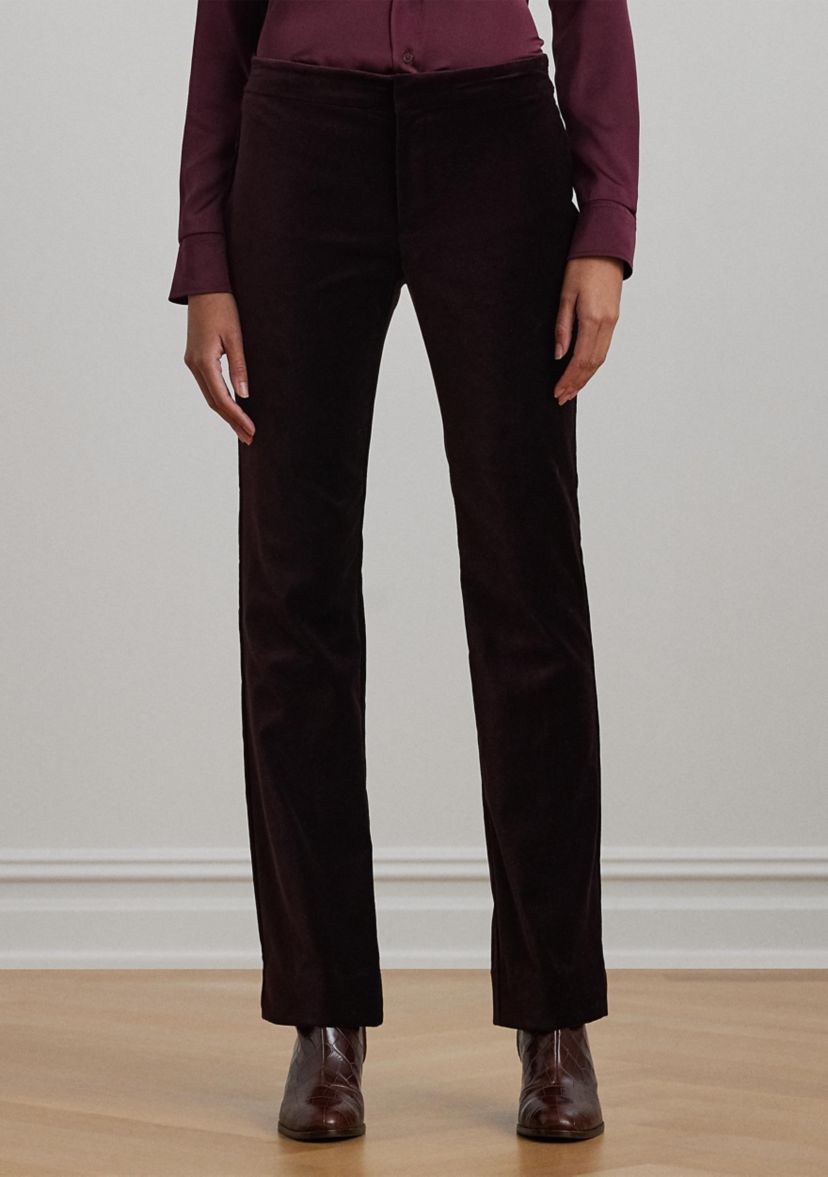 Stretch Velvet Straight Leg Pants