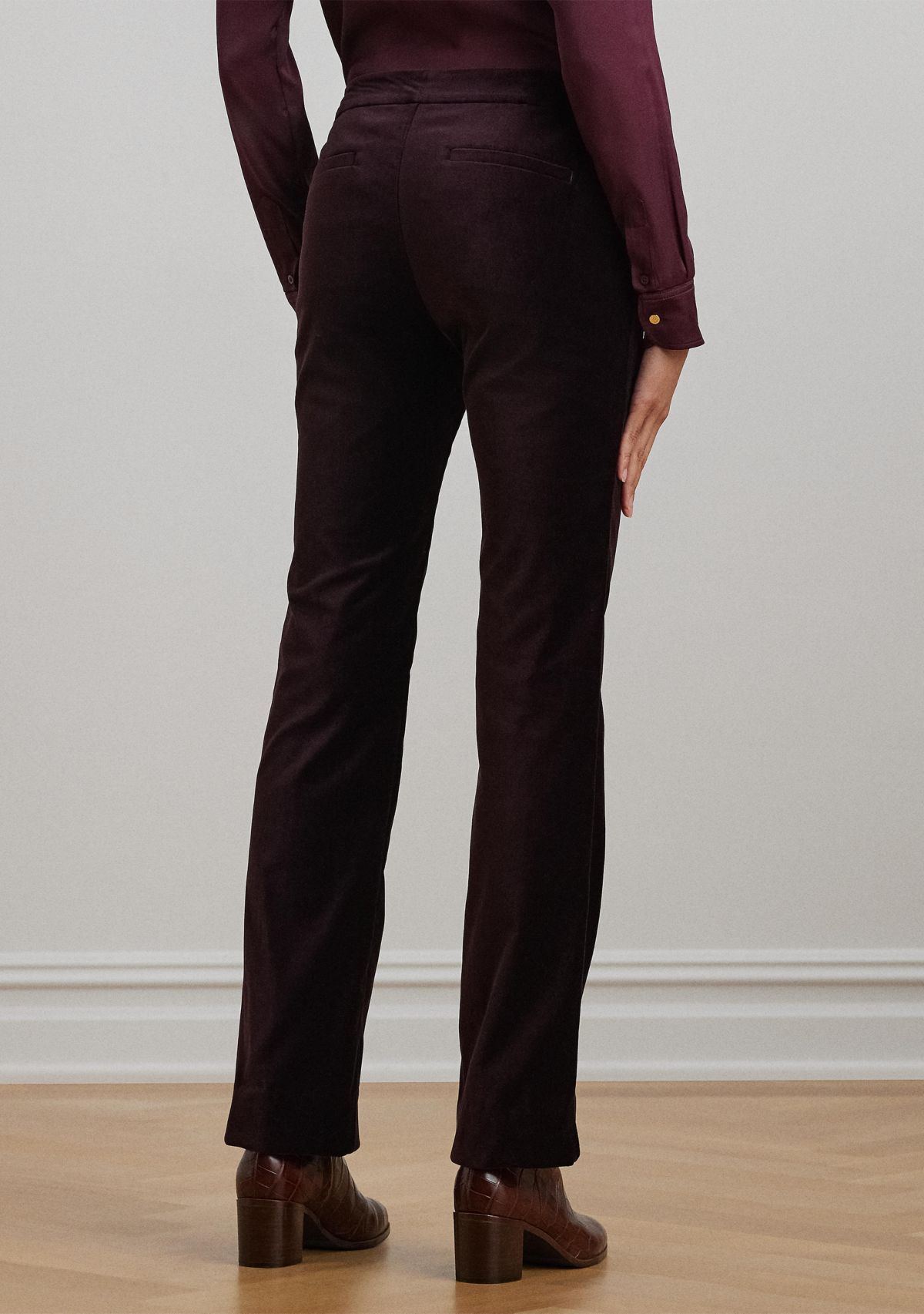 Stretch Velvet Straight Leg Pants
