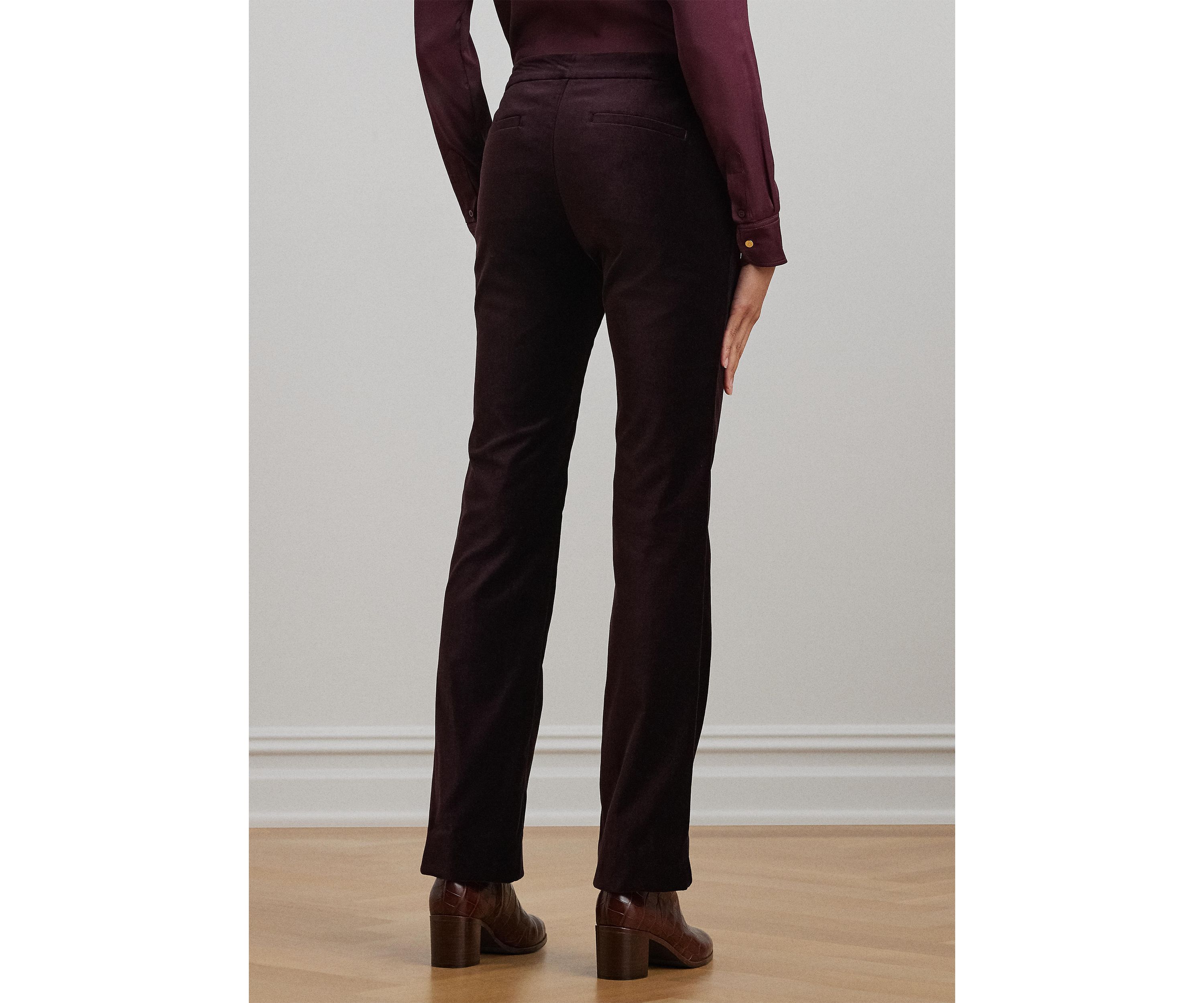 Stretch Velvet Straight Leg Pants