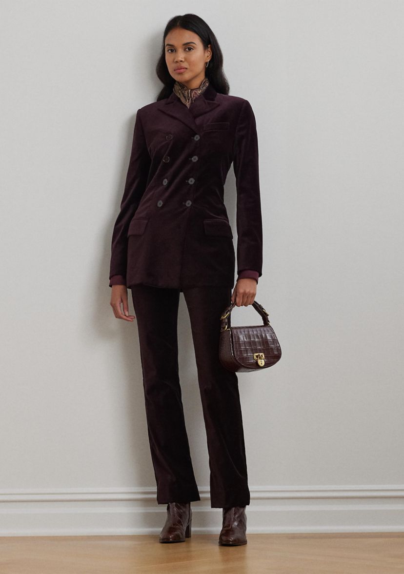 Stretch Velvet Straight Leg Pants