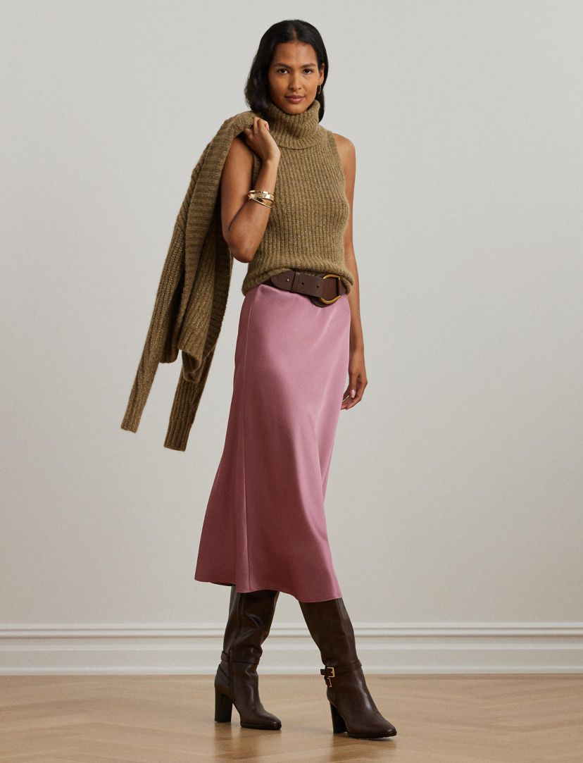 Satin Charmeuse Midi Skirt