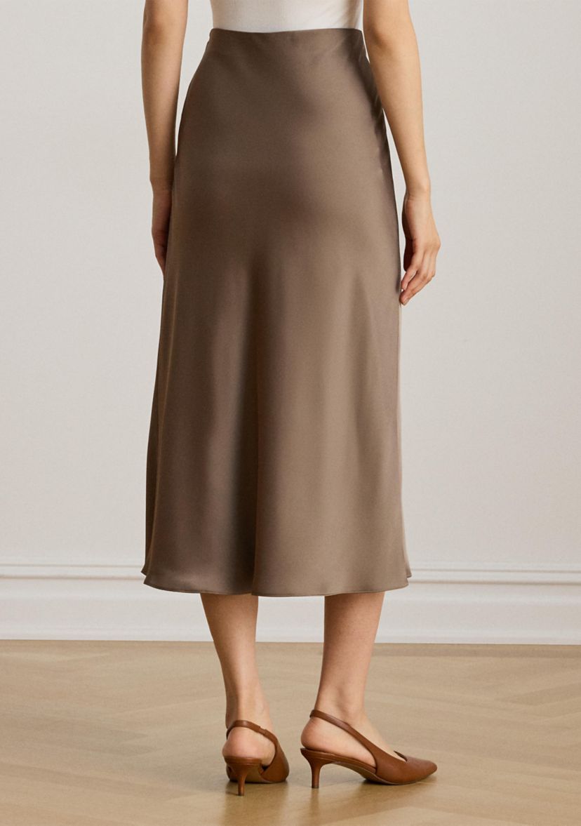 Womens Satin Charmeuse Midi Skirt