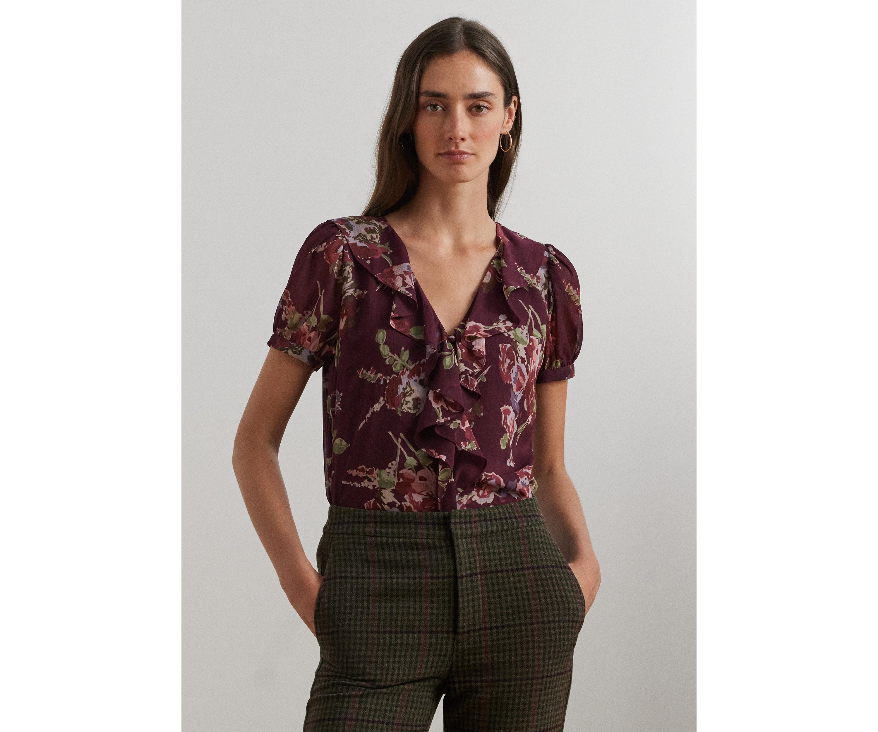 Floral Georgette Puff Sleeve Blouse
