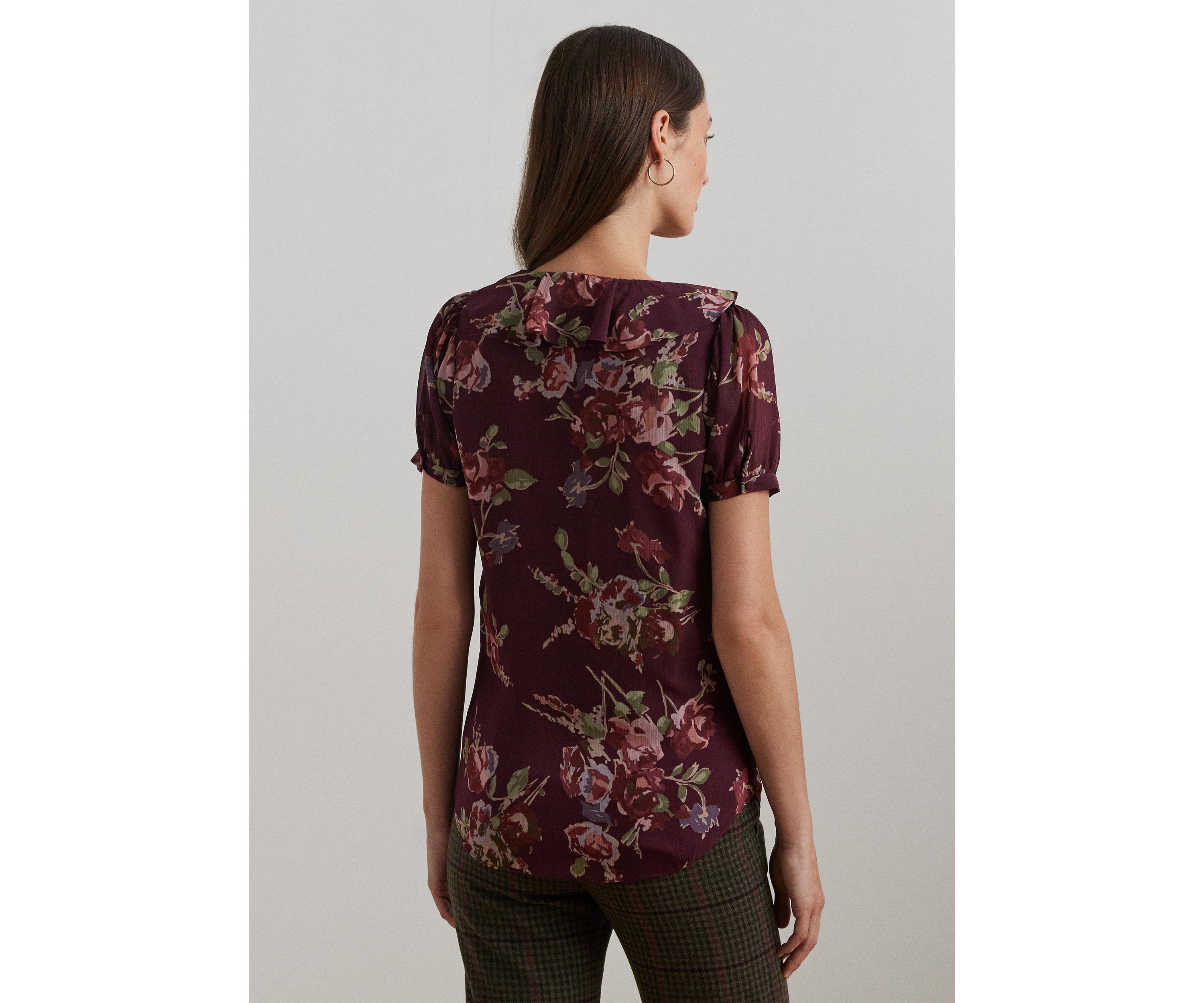 Floral Georgette Puff Sleeve Blouse