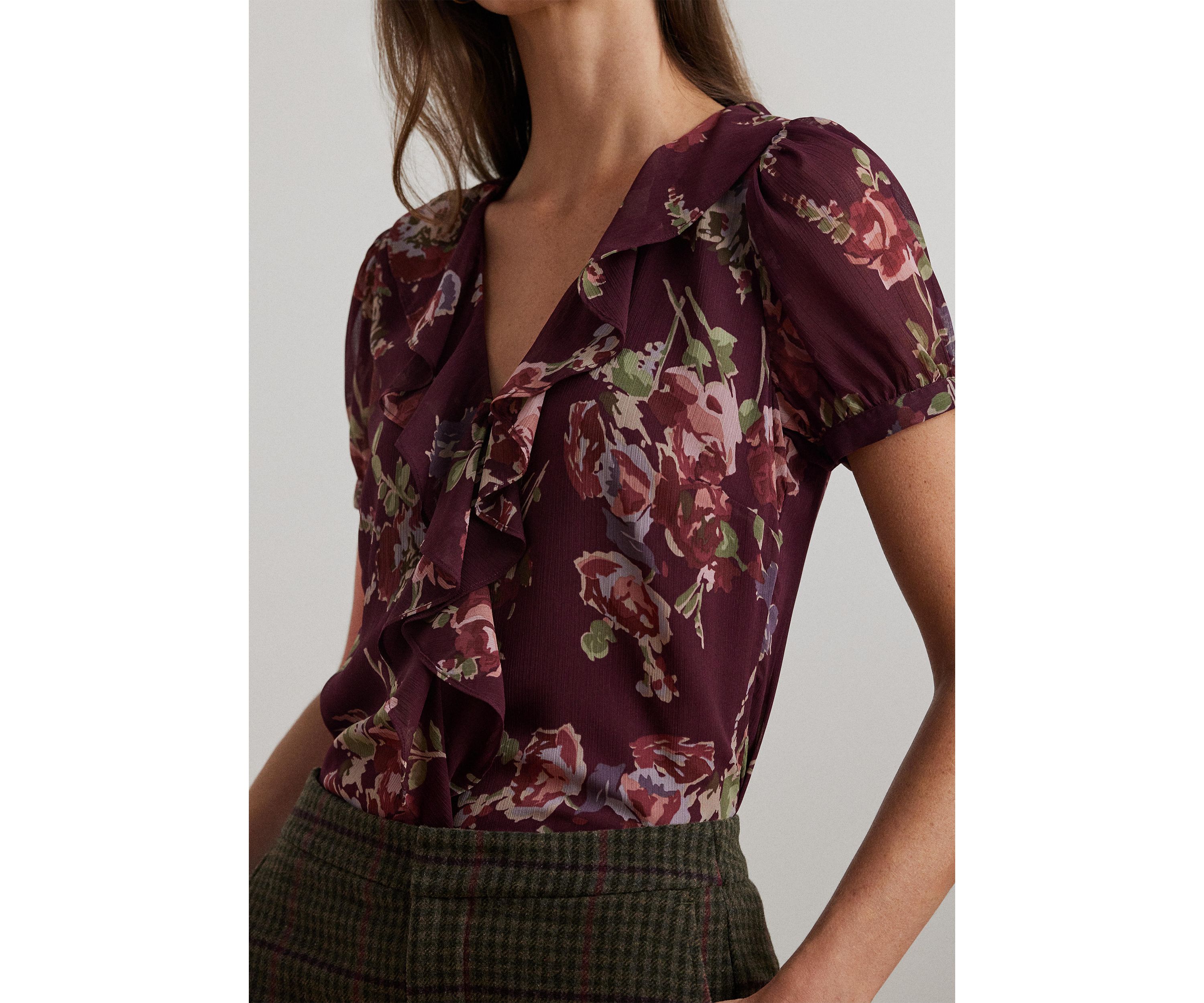 Floral Georgette Puff Sleeve Blouse