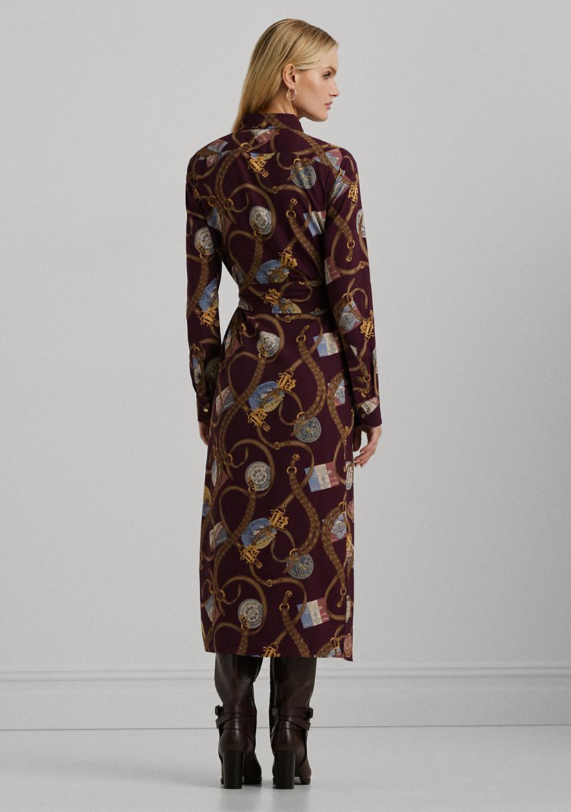 Belting Print Crepe Shirtdress