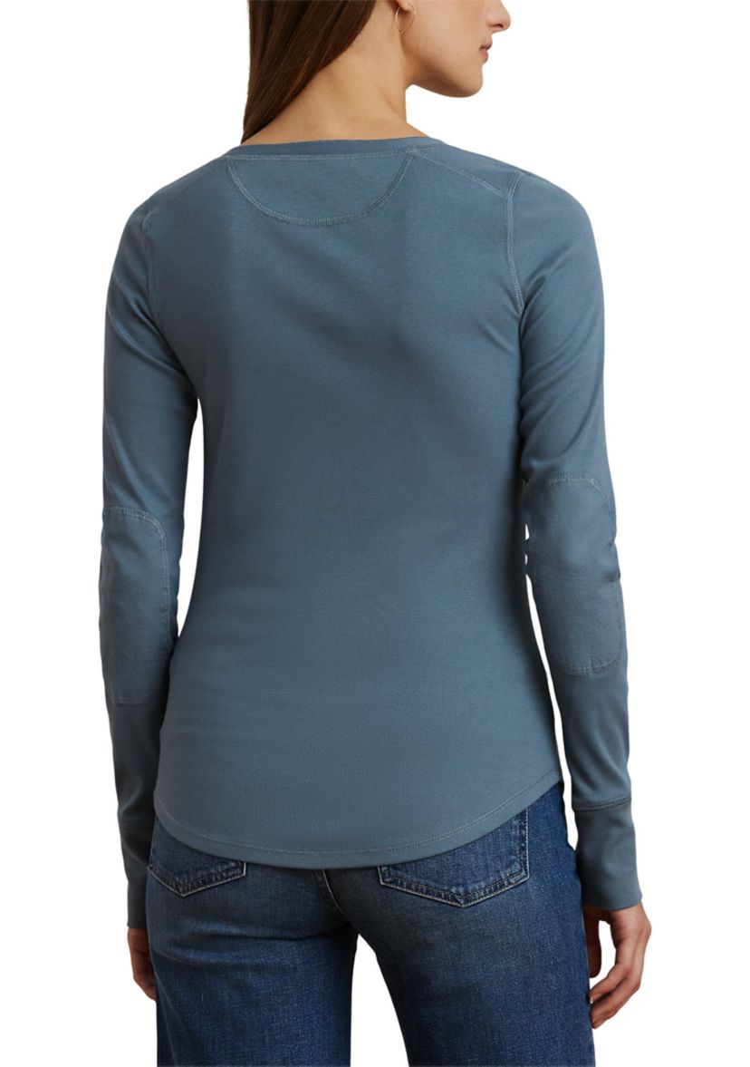 Stretch Cotton Long-Sleeve Henley Tee
