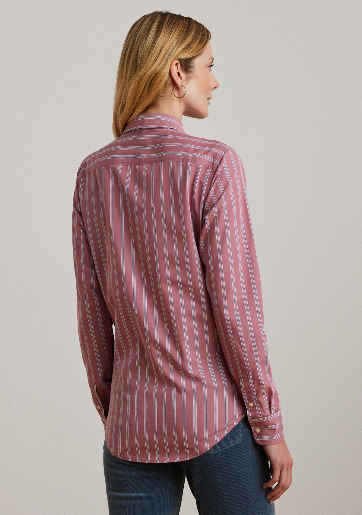 Womens Classic Fit Striped Broadcloth Shirt