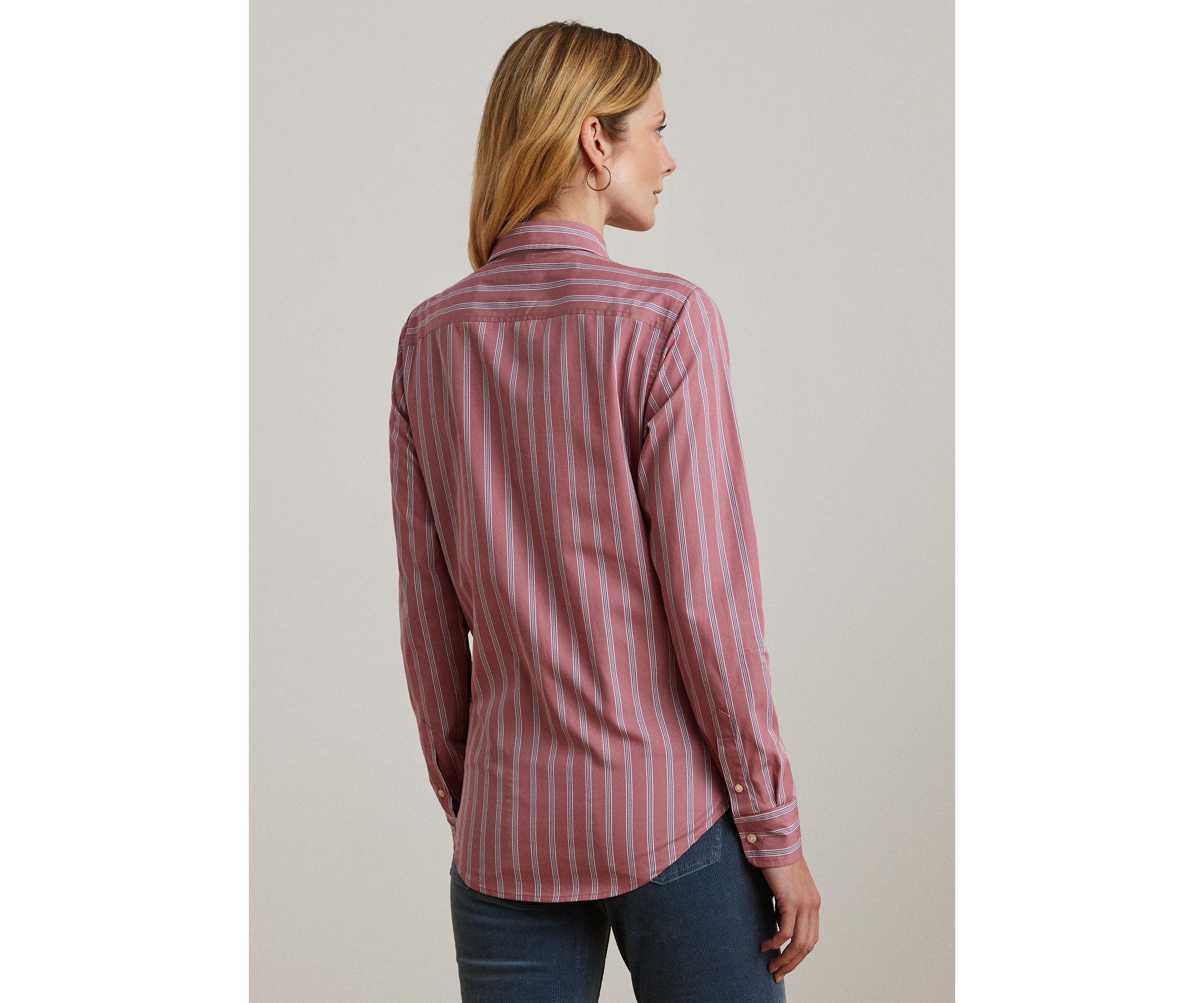 Womens Classic Fit Striped Broadcloth Shirt
