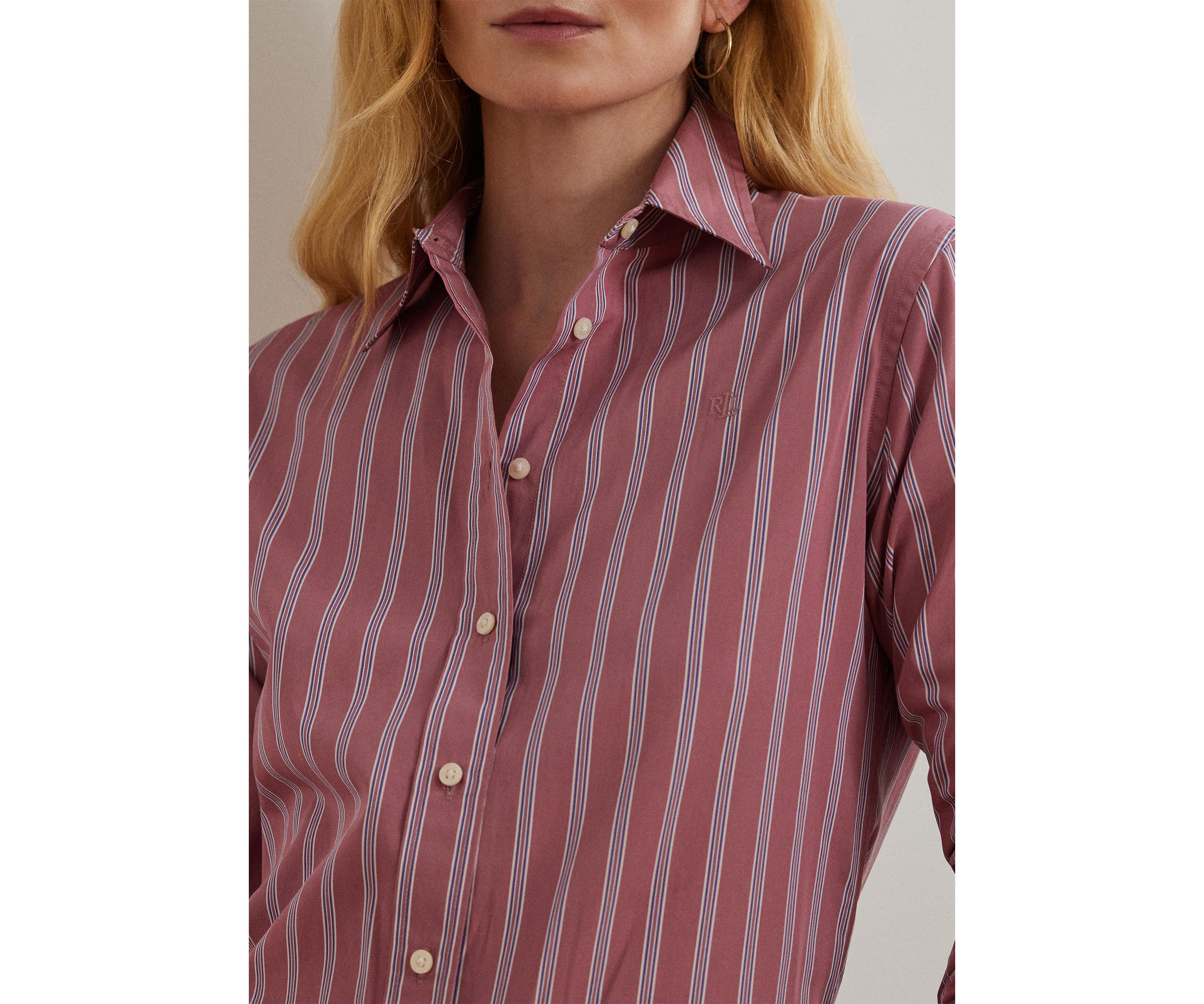 Womens Classic Fit Striped Broadcloth Shirt