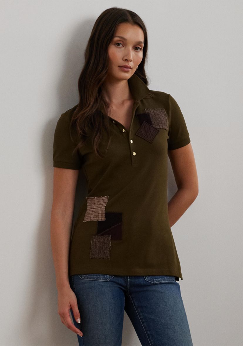 Womens Patchwork Piqué Polo Shirt