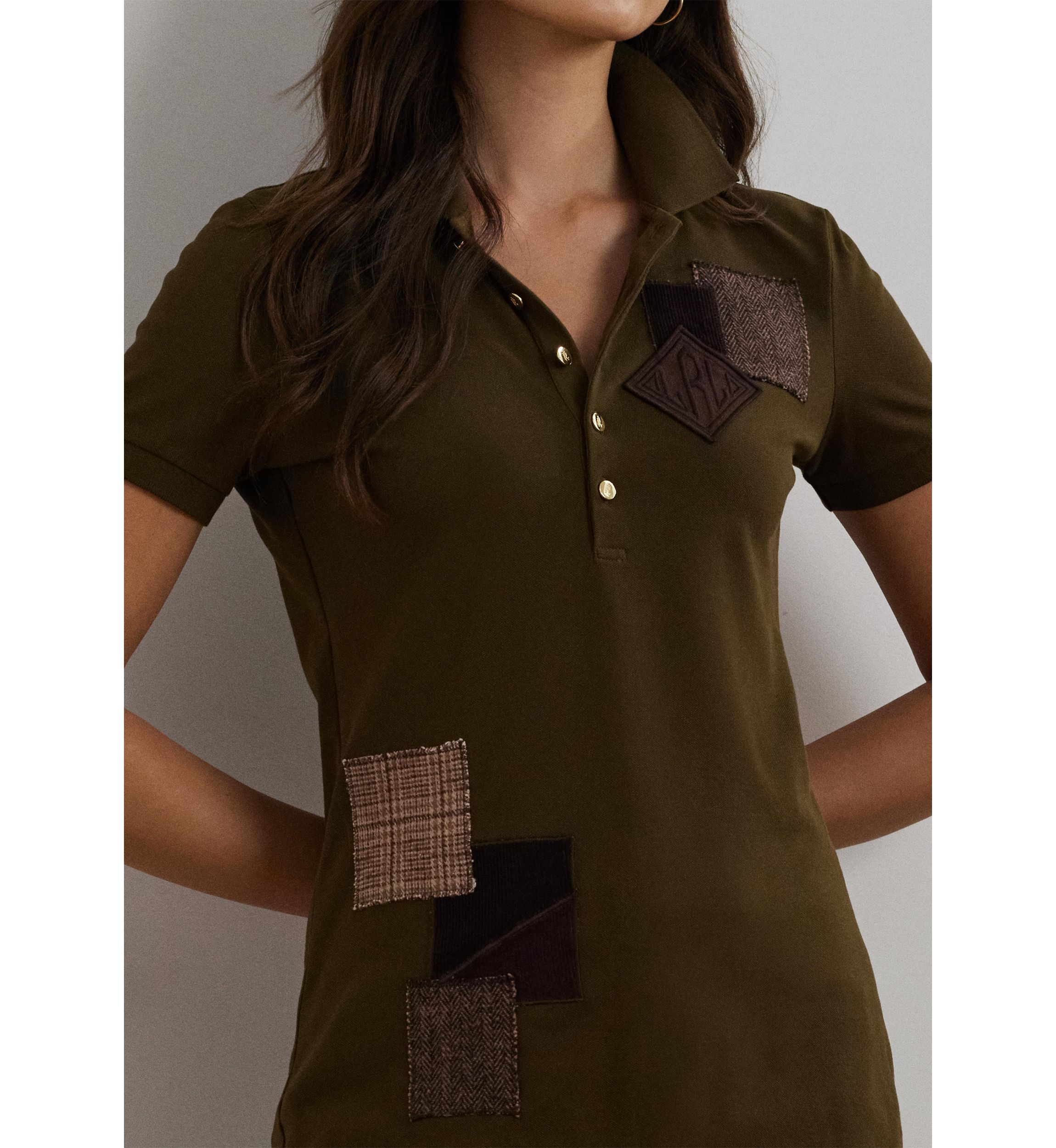 Womens Patchwork Piqué Polo Shirt