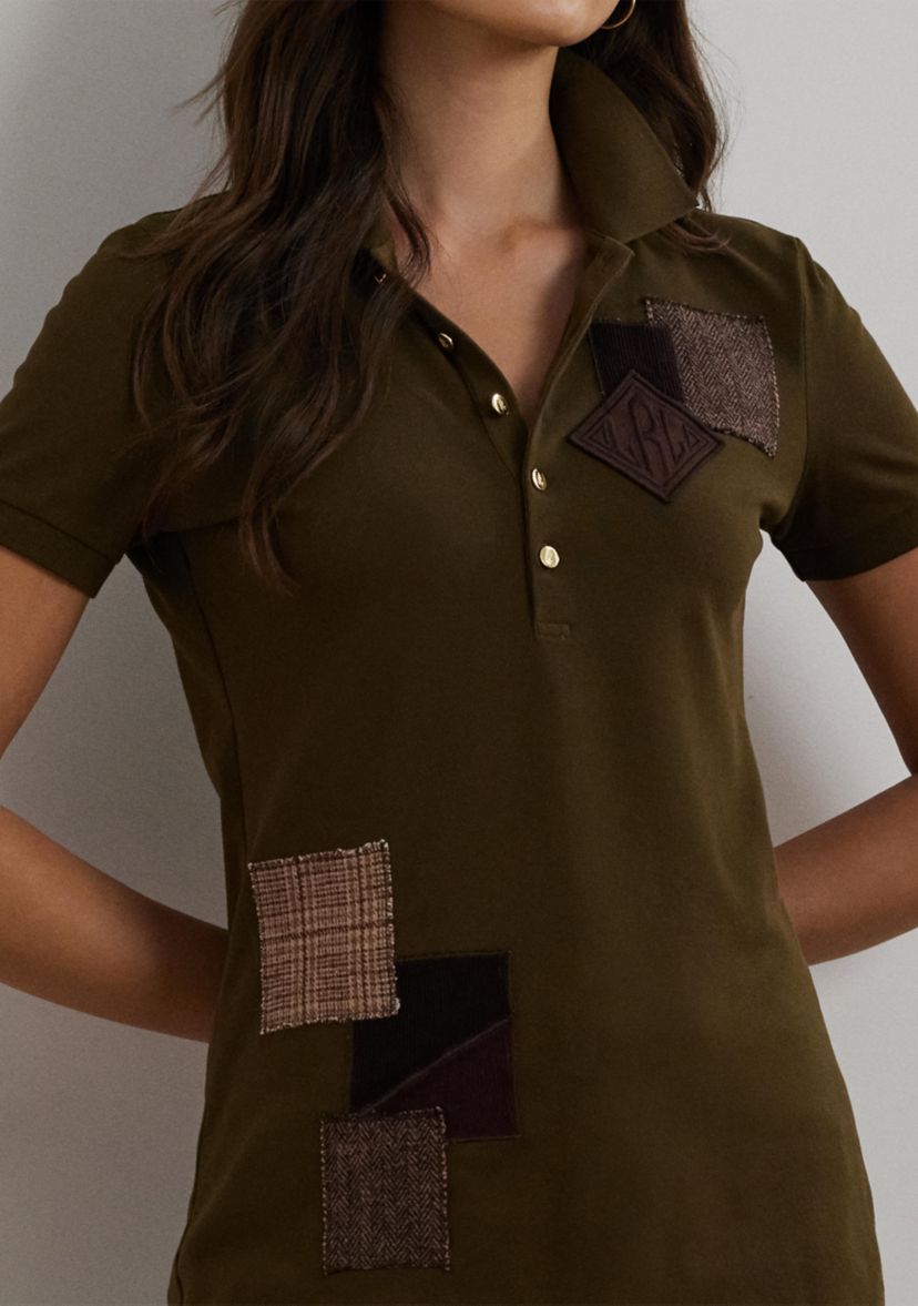 Womens Patchwork Piqué Polo Shirt