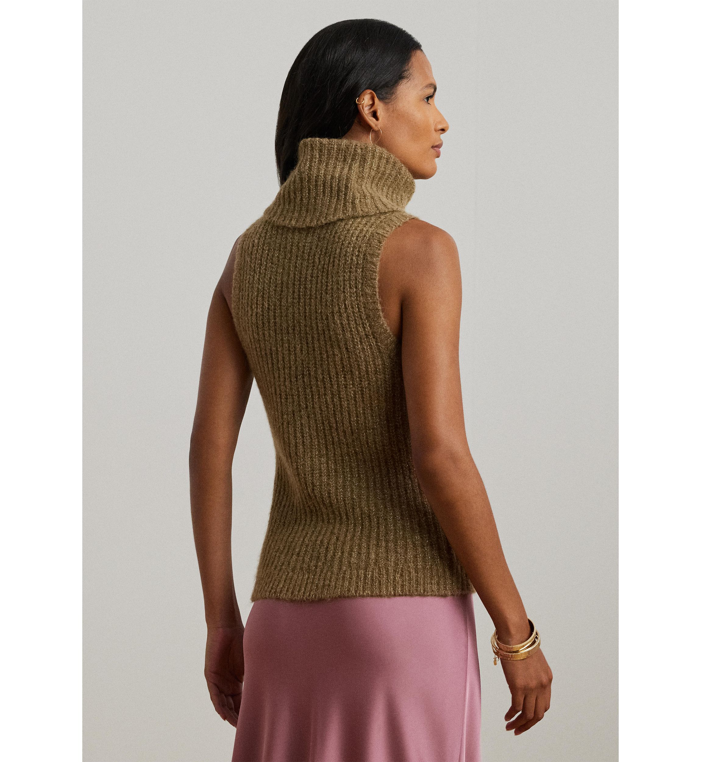 Wool Blend Sleeveless Turtleneck Sweater