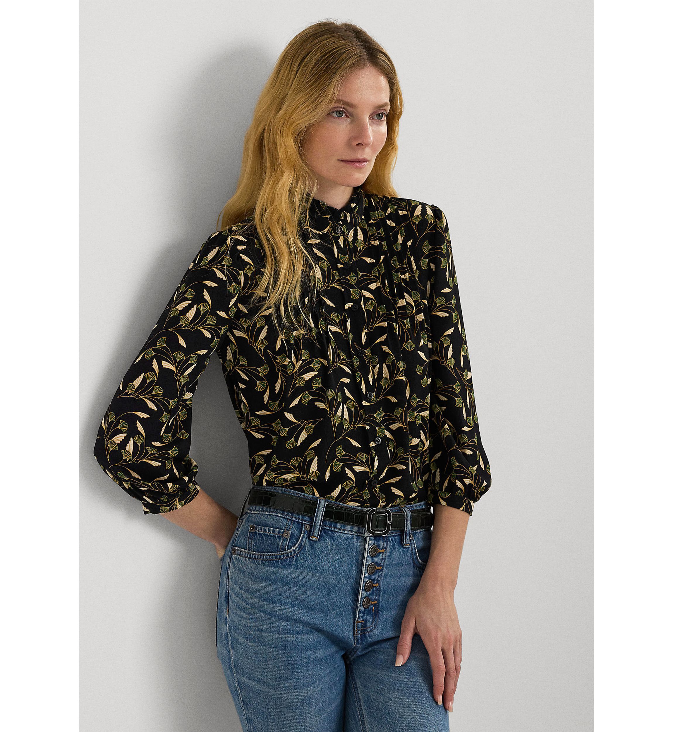 Floral Georgette Blouson Sleeve Shirt