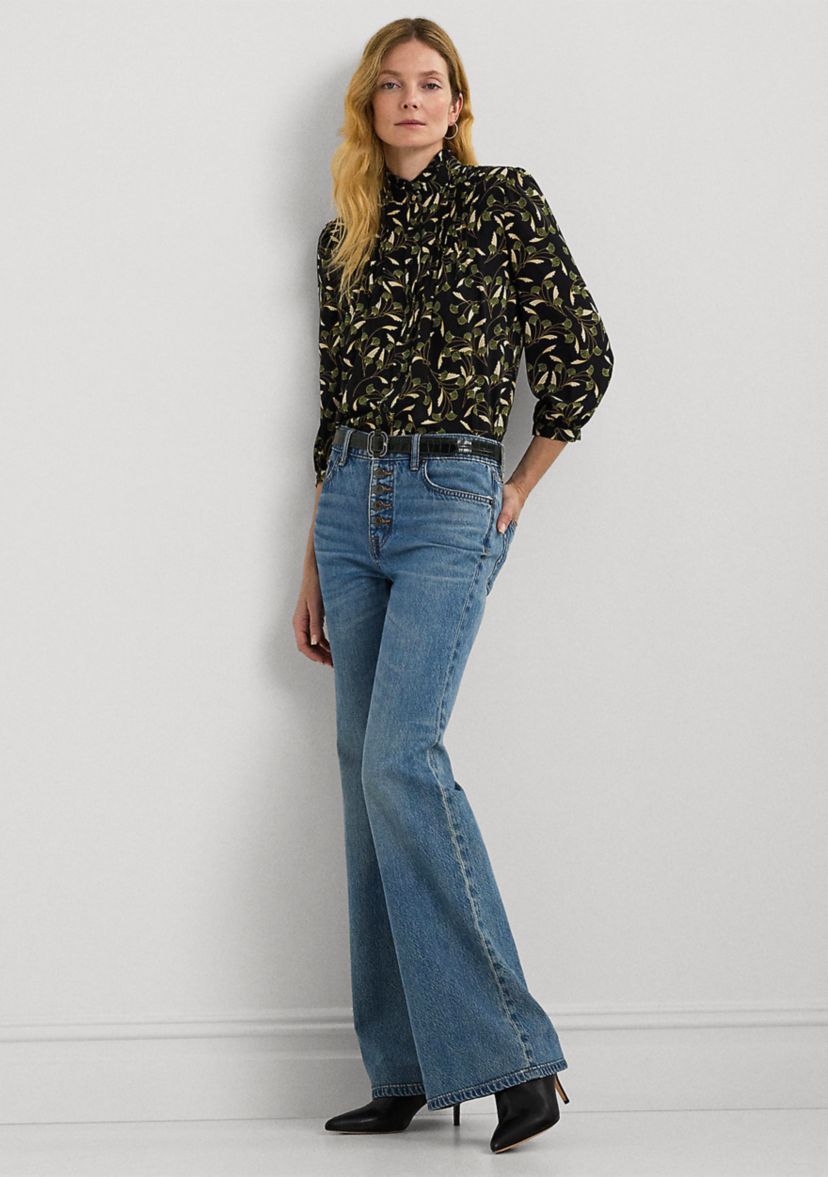 Floral Georgette Blouson Sleeve Shirt