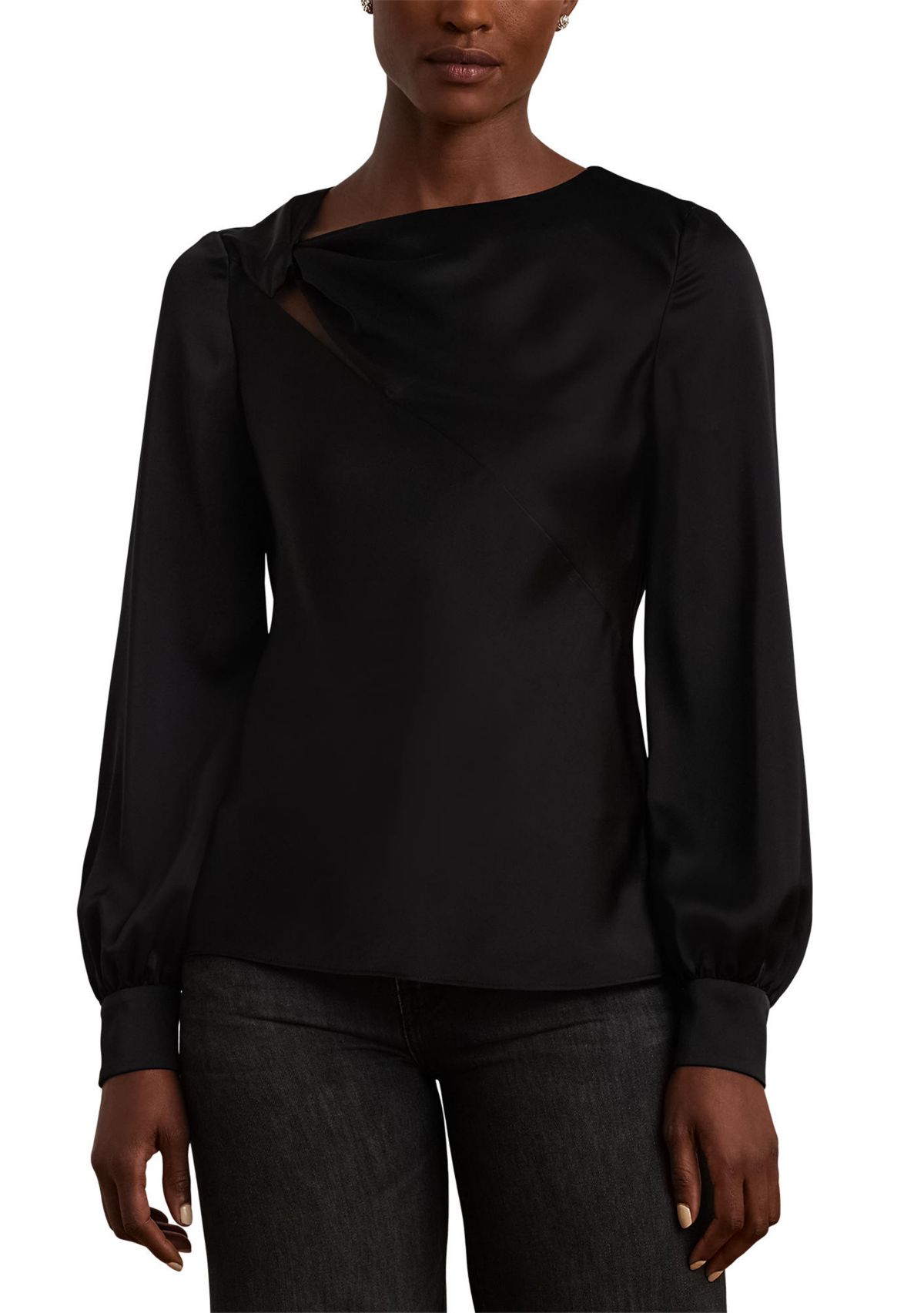 Cut Out Satin Charmeuse Blouse