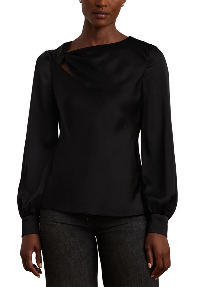 Cut Out Satin Charmeuse Blouse