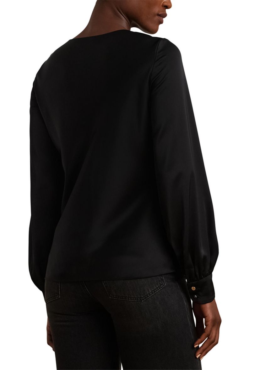 Cut Out Satin Charmeuse Blouse