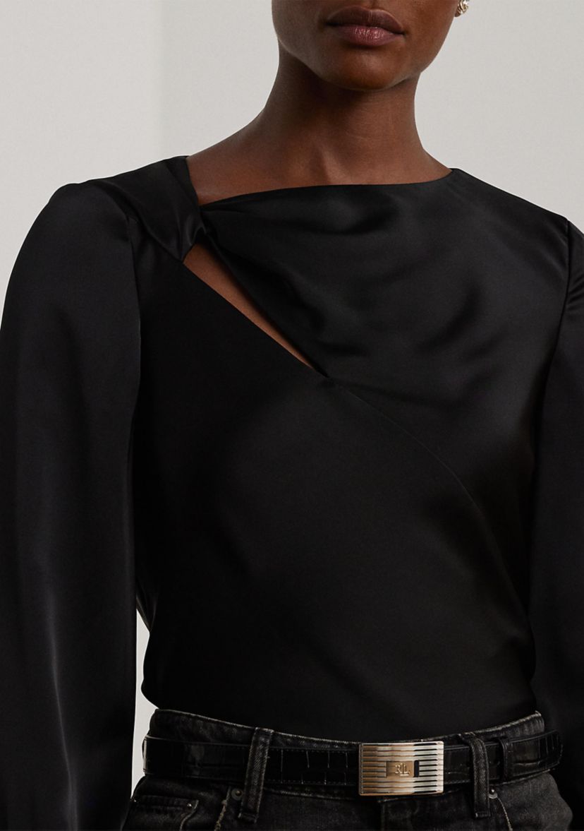 Cut Out Satin Charmeuse Blouse