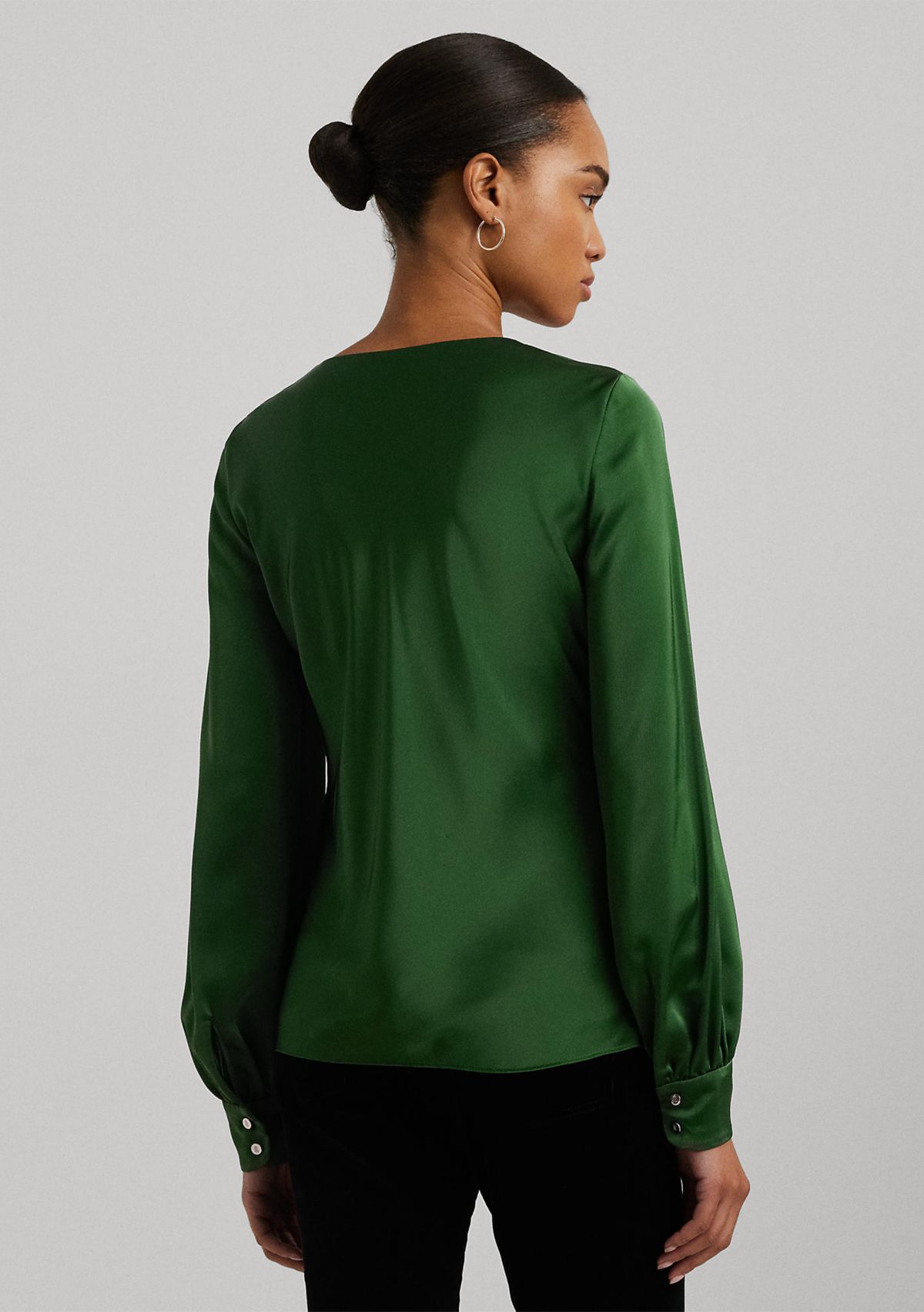 Cut Out Satin Charmeuse Blouse