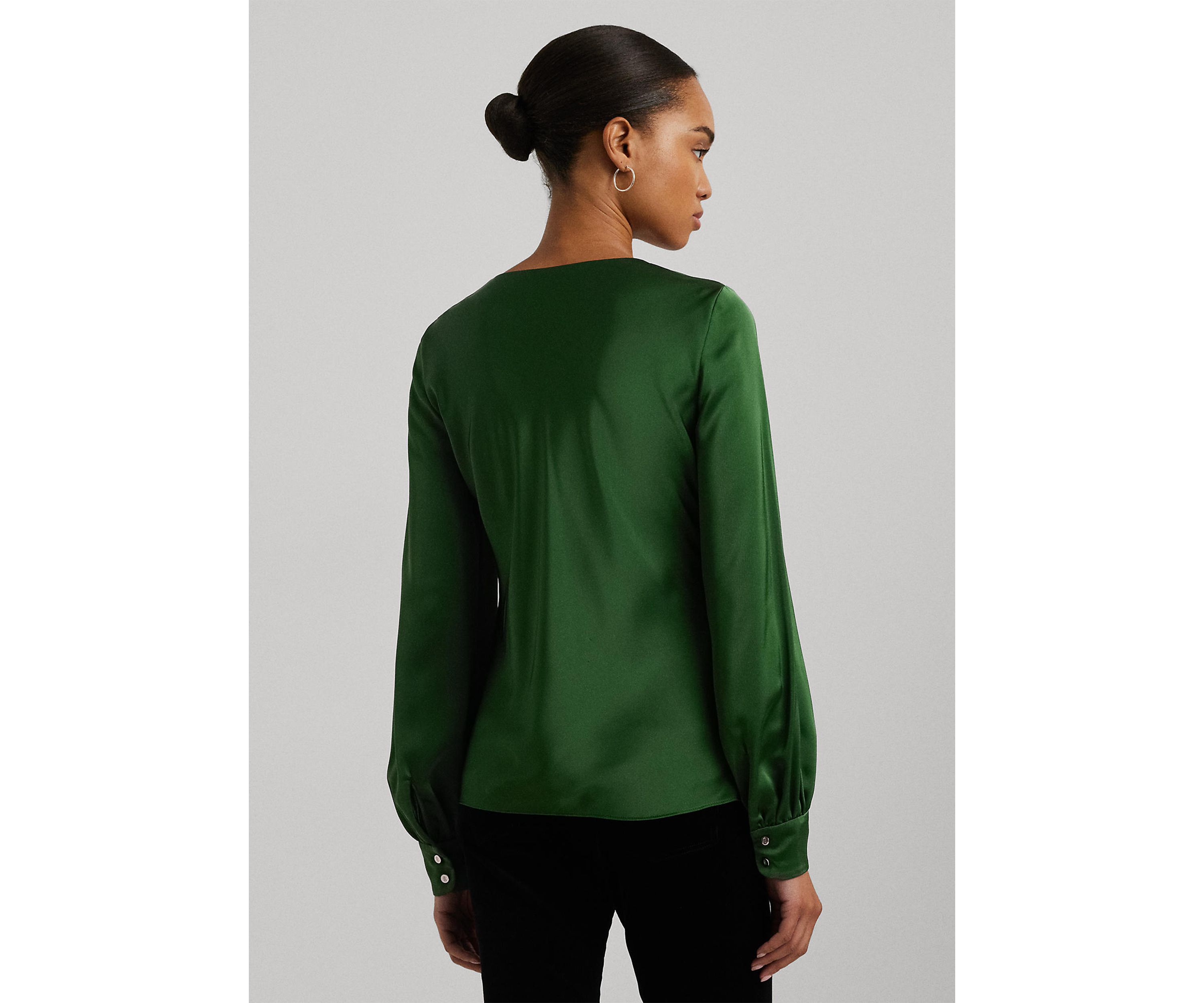Cut Out Satin Charmeuse Blouse
