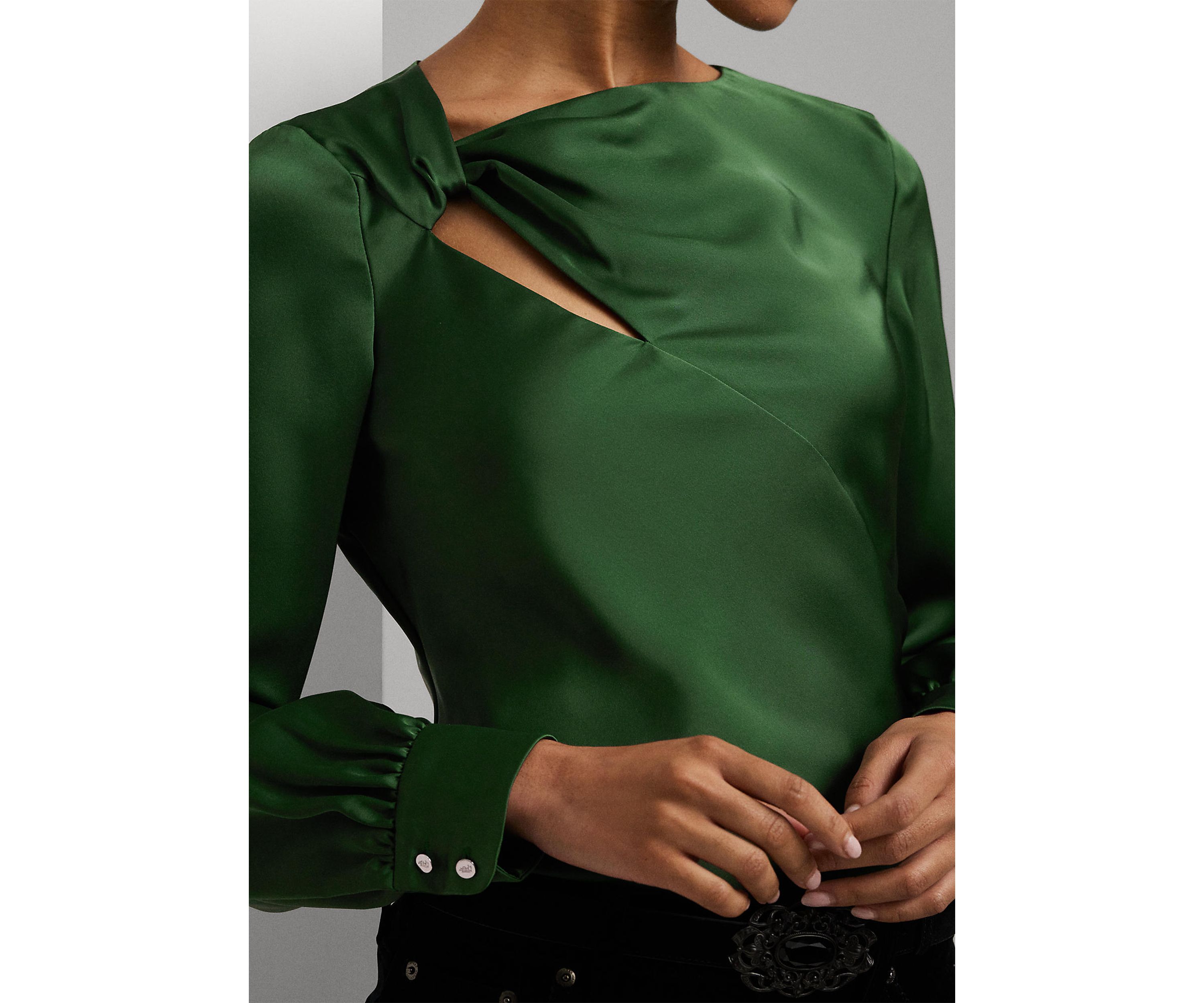 Cut Out Satin Charmeuse Blouse
