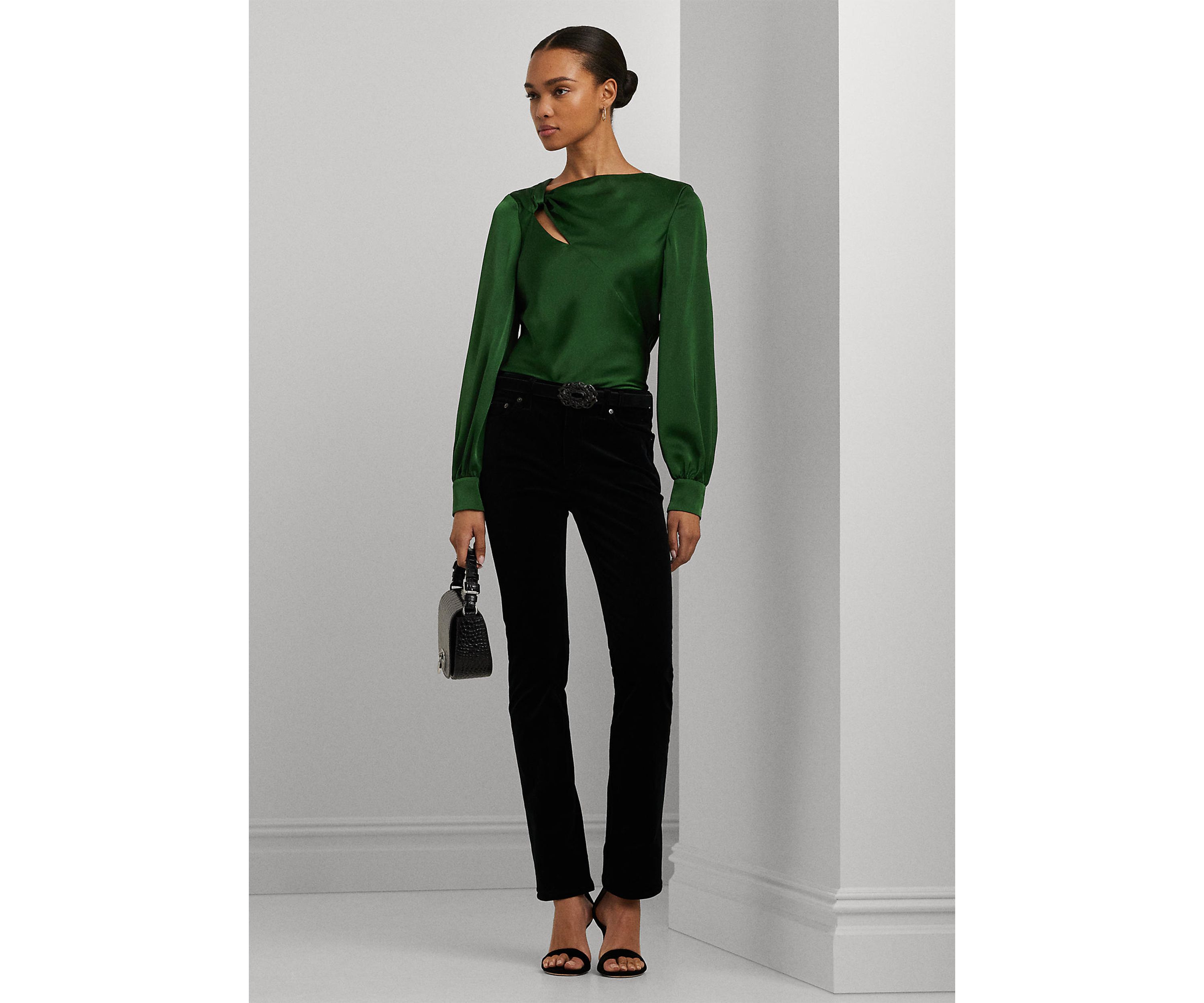 Cut Out Satin Charmeuse Blouse