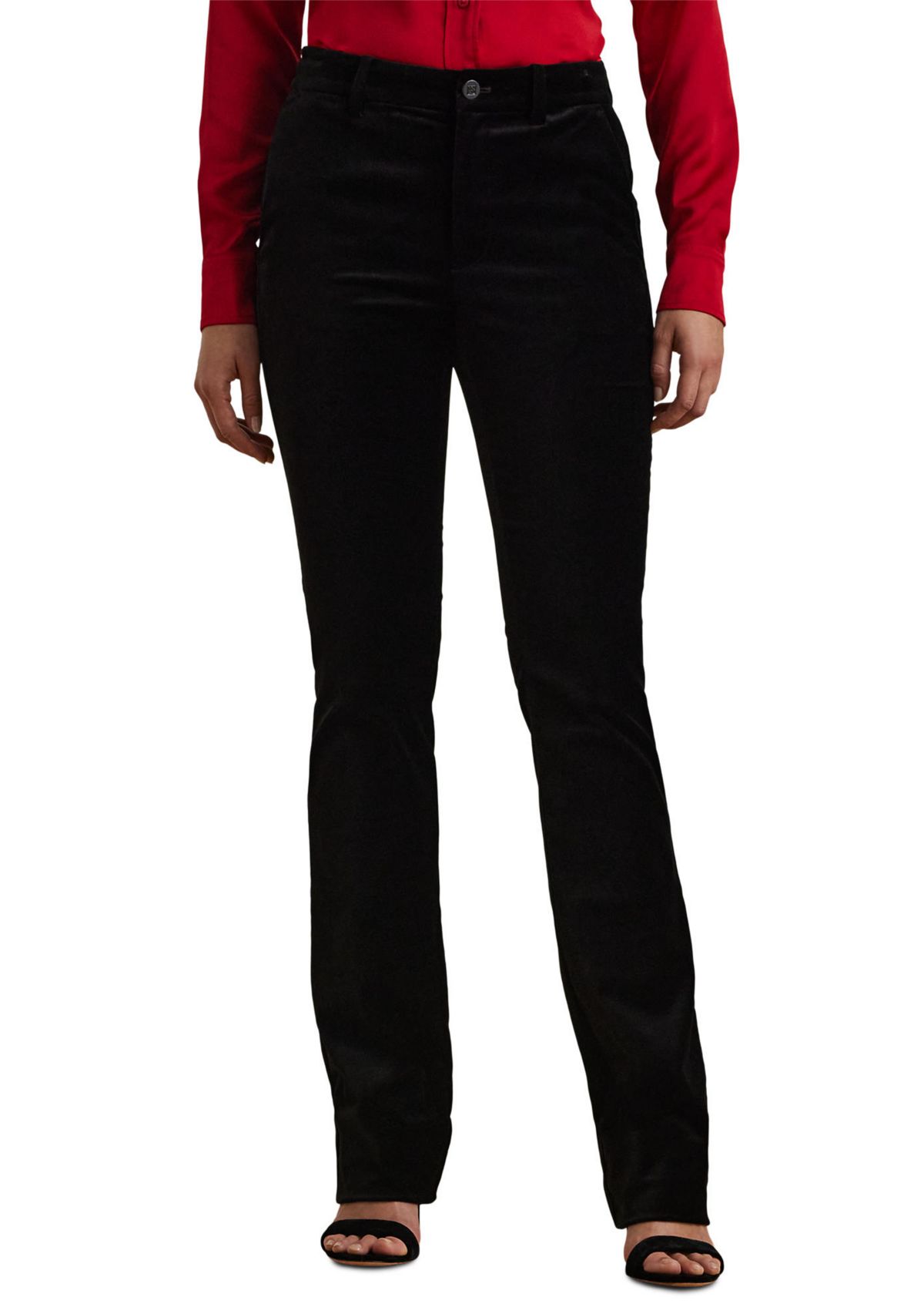 High Rise Stretch Velvet Bootcut Trouser Pants