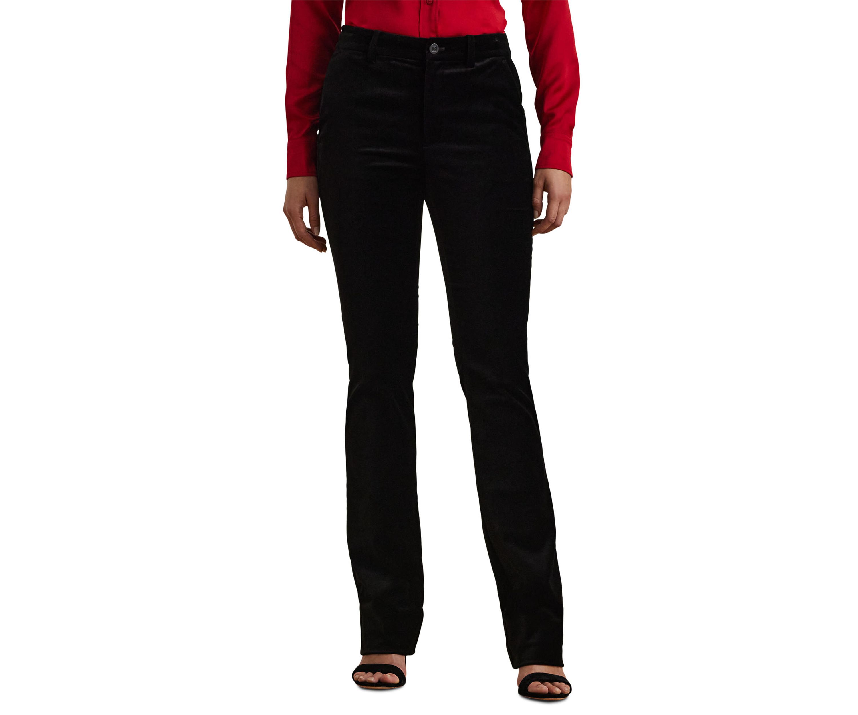 High Rise Stretch Velvet Bootcut Trouser Pants