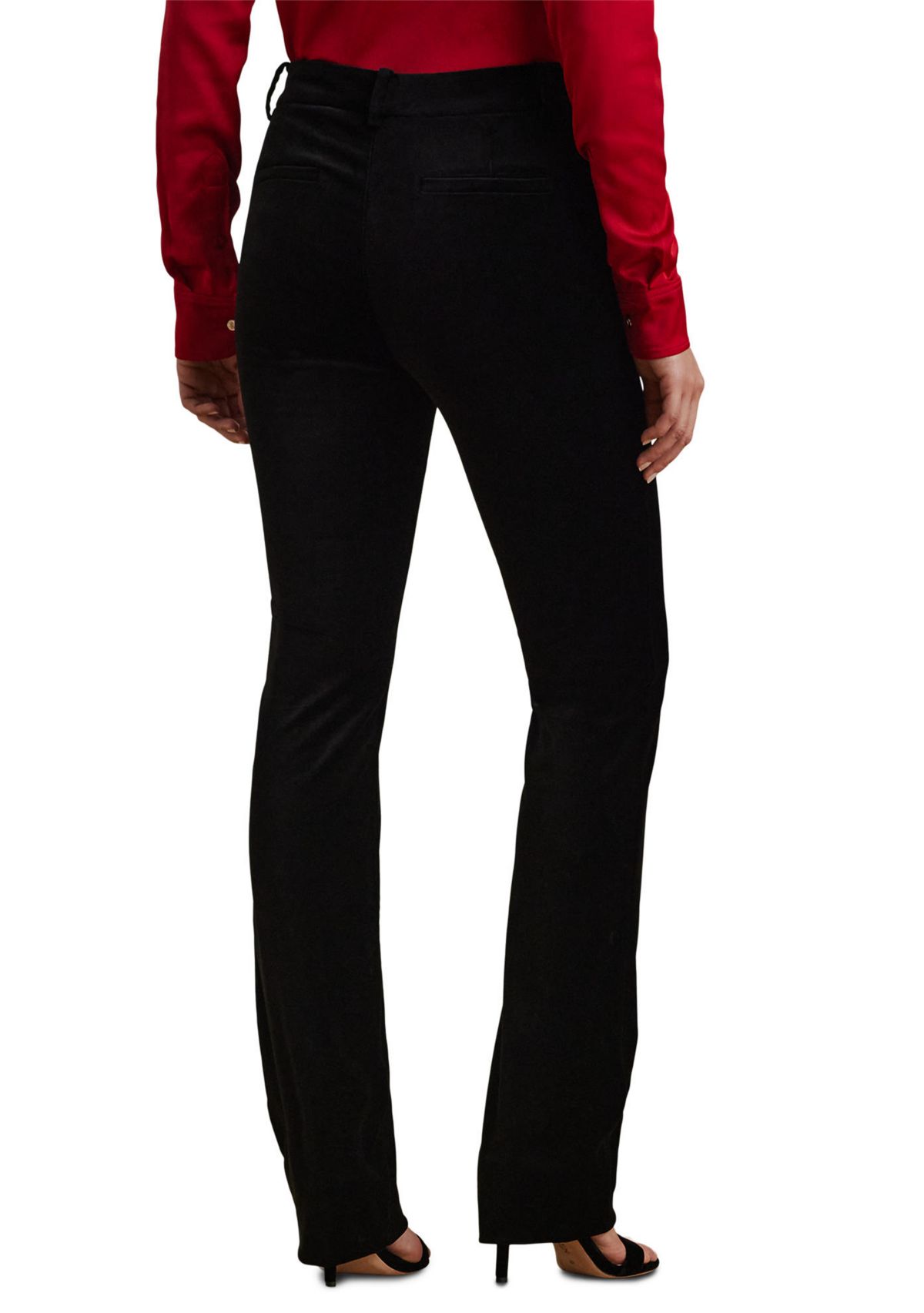 High Rise Stretch Velvet Bootcut Trouser Pants