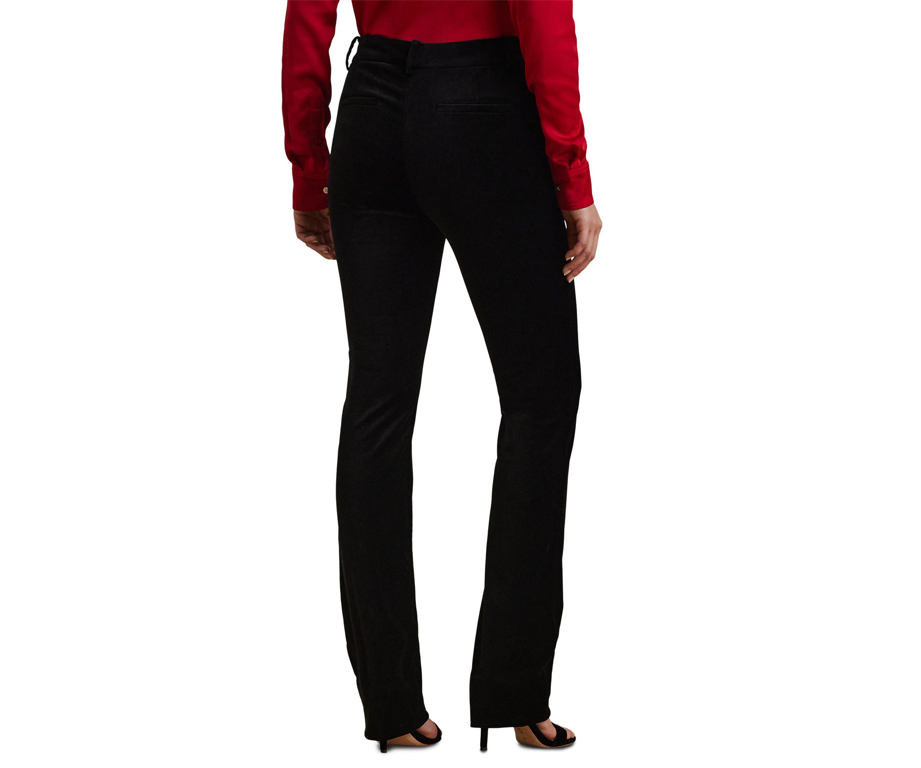 High Rise Stretch Velvet Bootcut Trouser Pants