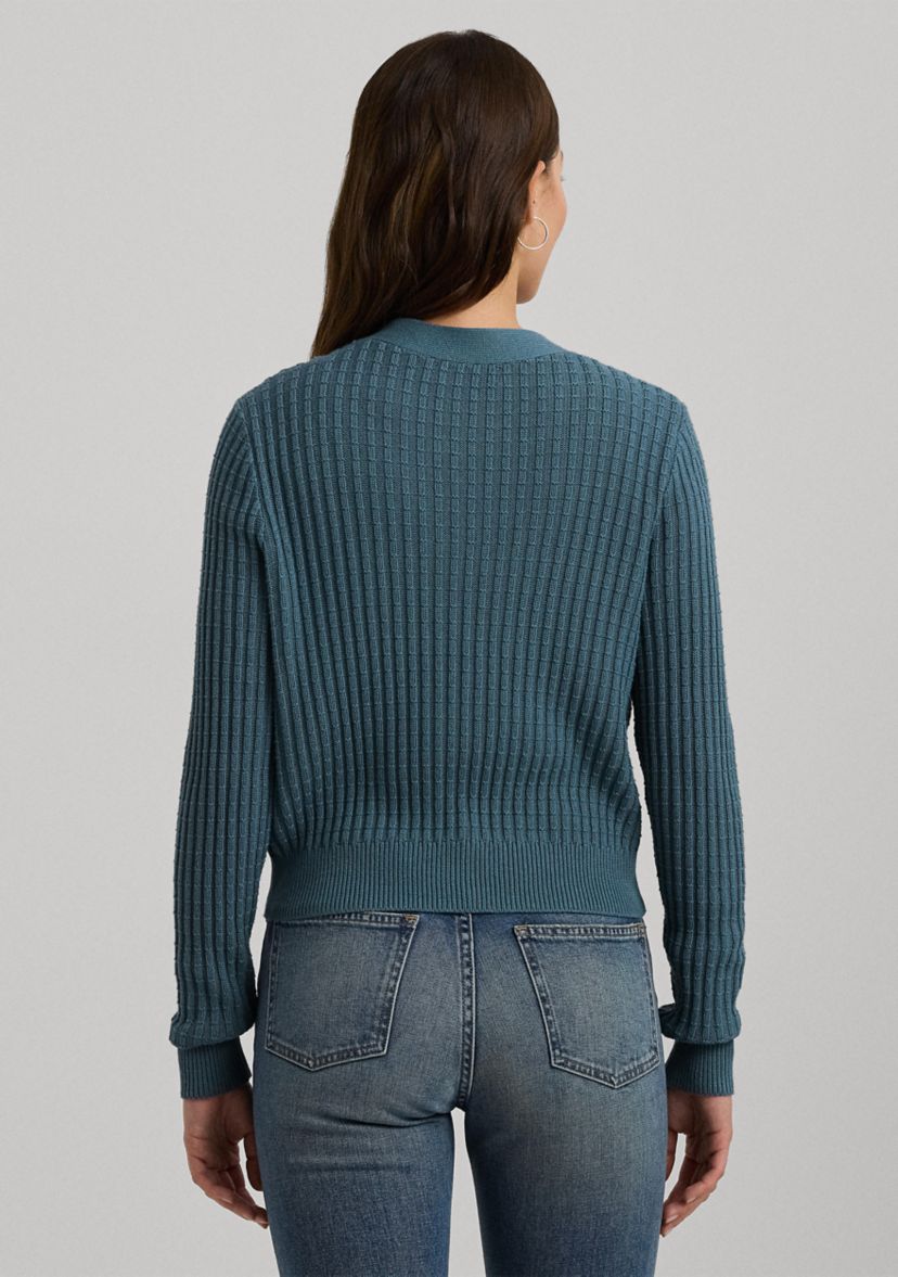 Womens Cotton-Blend Cropped Cardigan