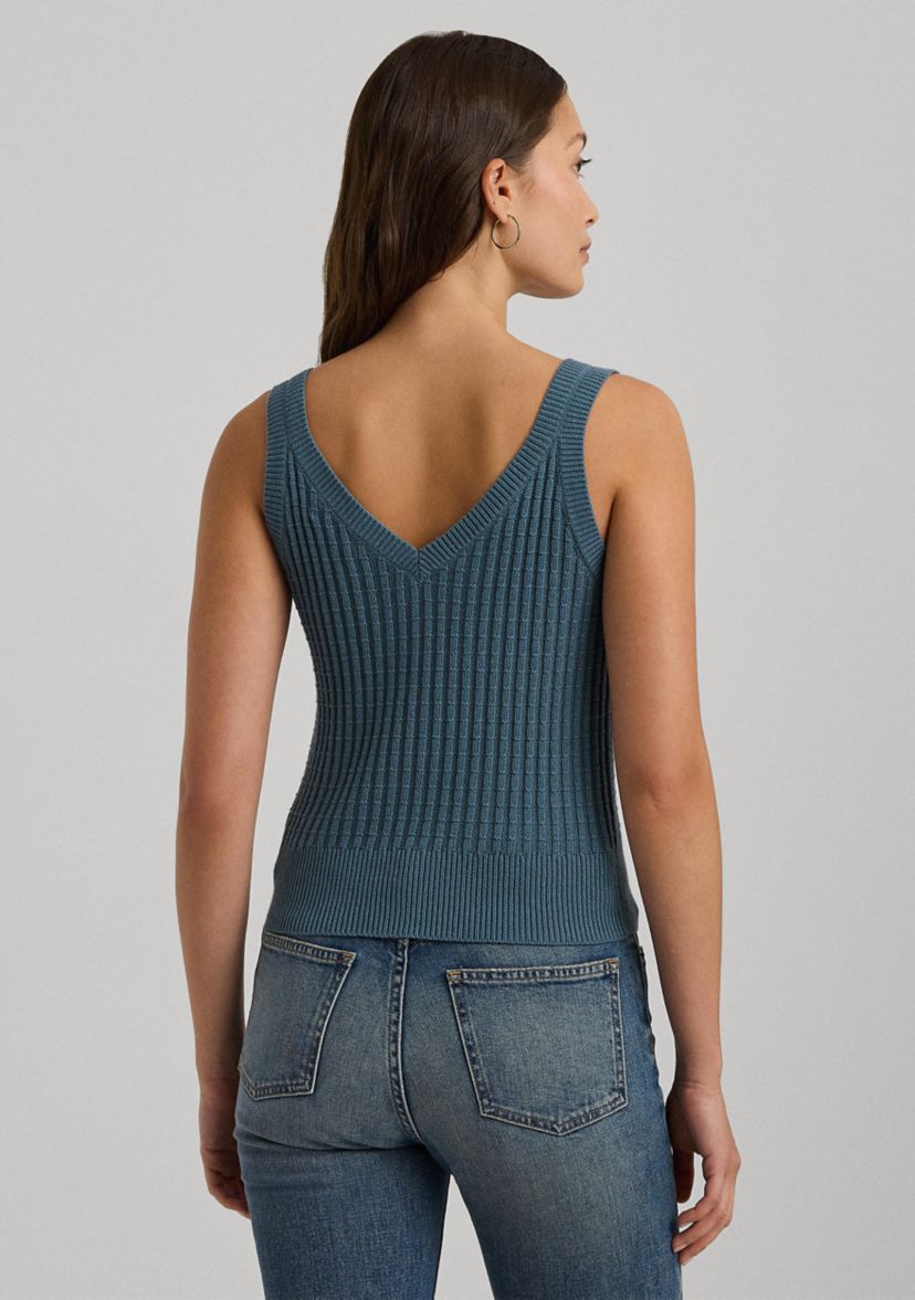 Womens Cotton-Blend Cropped Sweater Tank Top