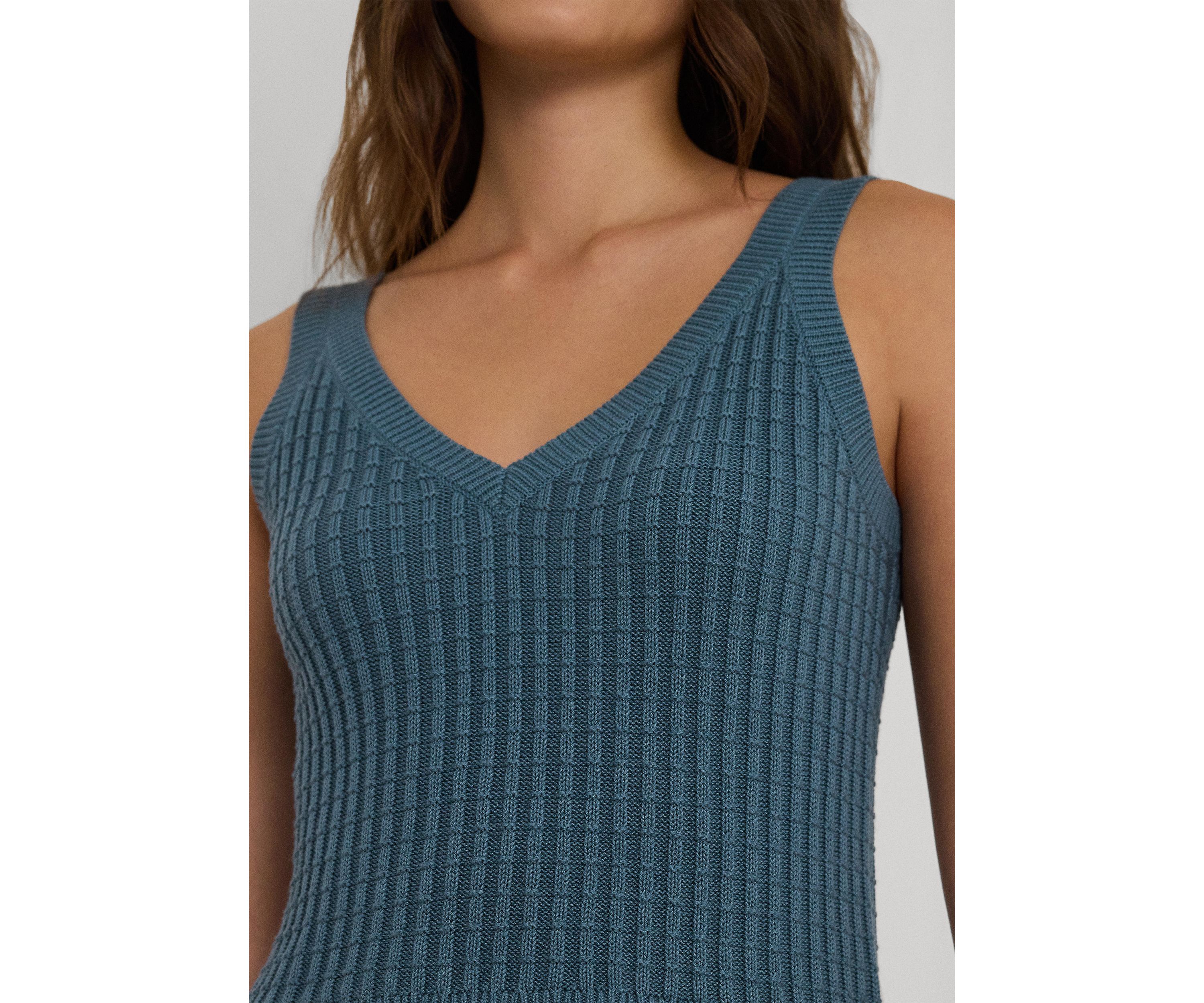 Womens Cotton-Blend Cropped Sweater Tank Top