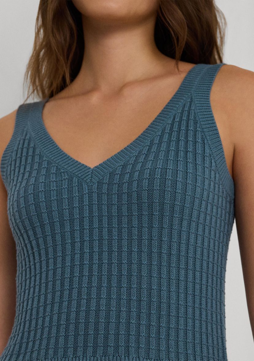 Womens Cotton-Blend Cropped Sweater Tank Top