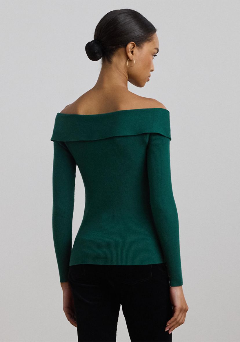 Womens Rib-Knit Off-the-Shoulder Sweater