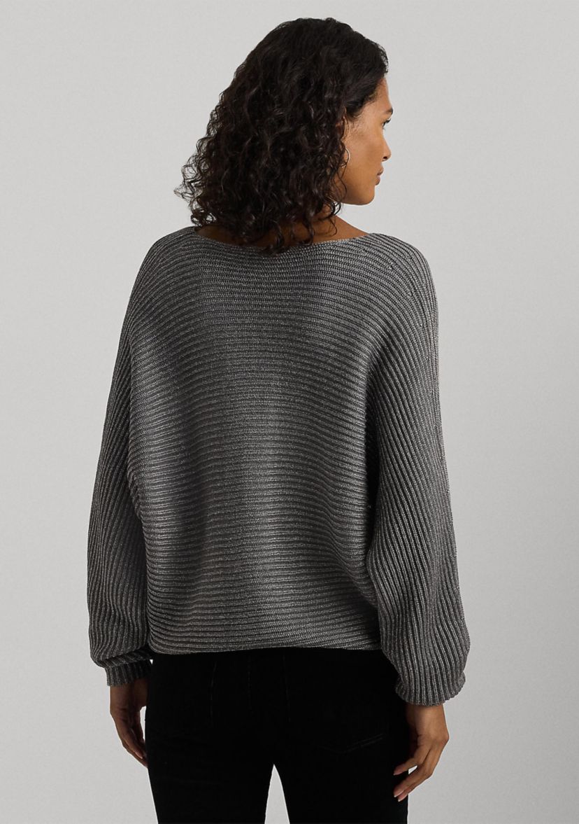 Metallic Rib Knit Dolman Sleeve Sweater