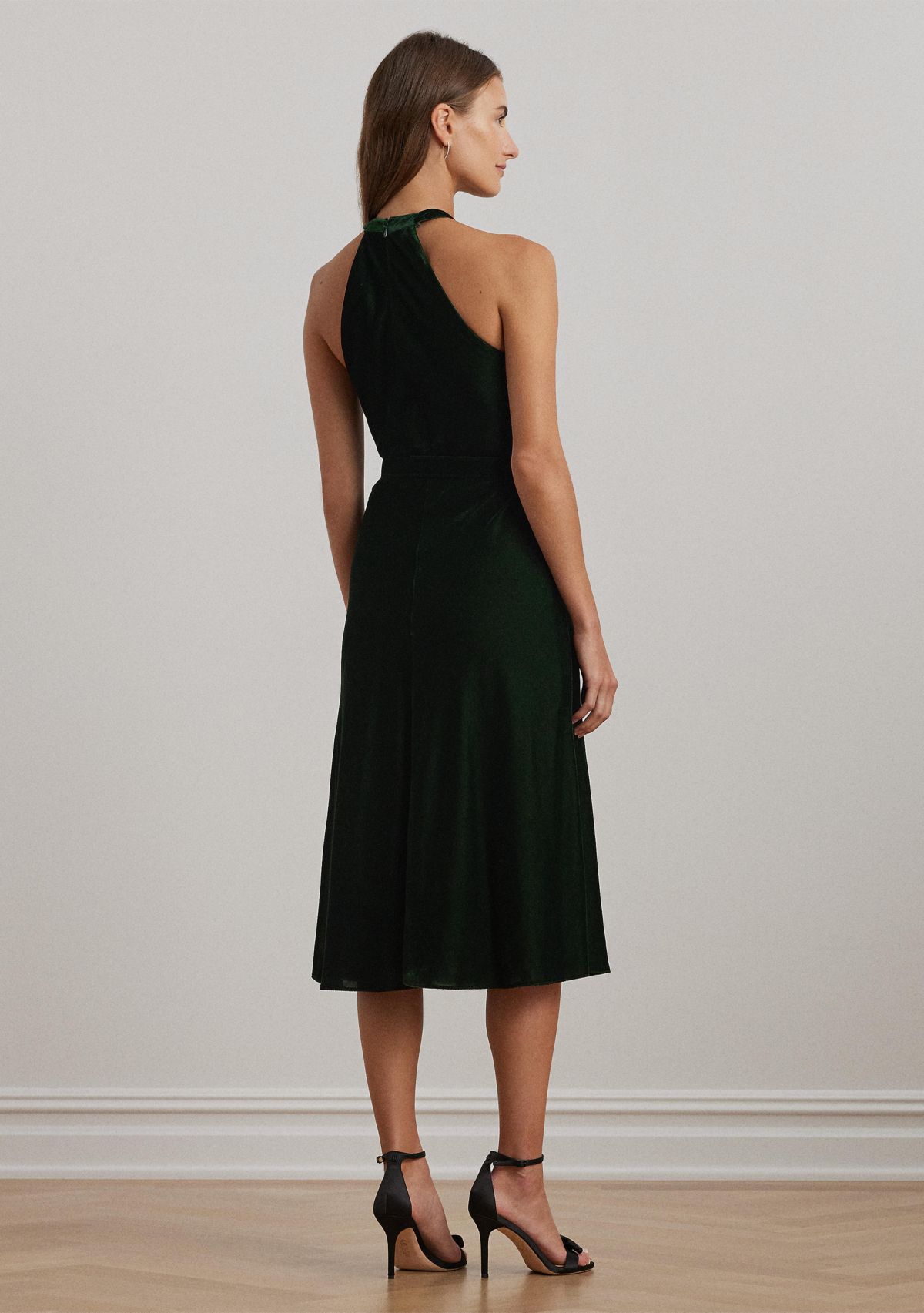 Belted Velvet Halter Dress