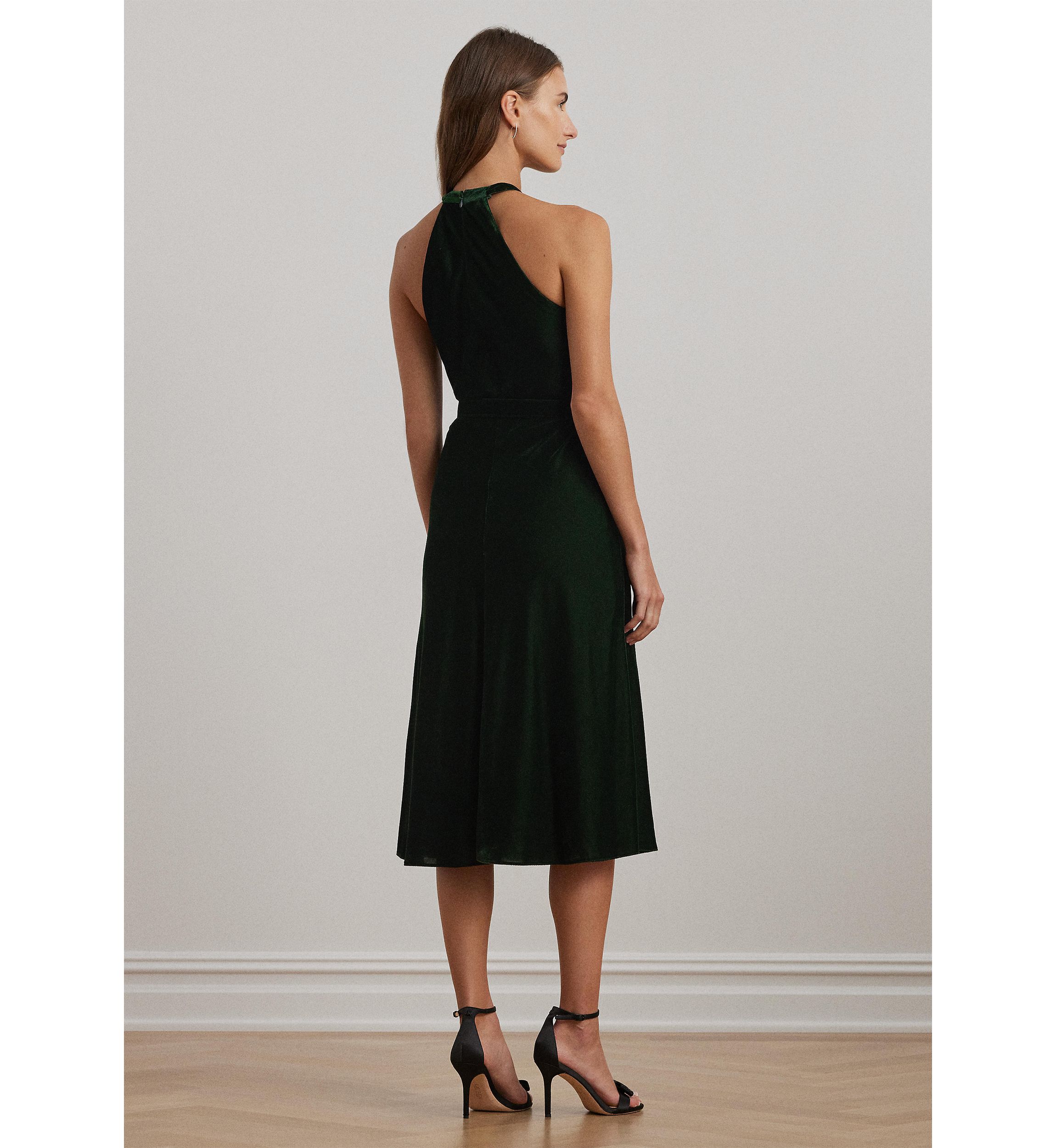 Belted Velvet Halter Dress