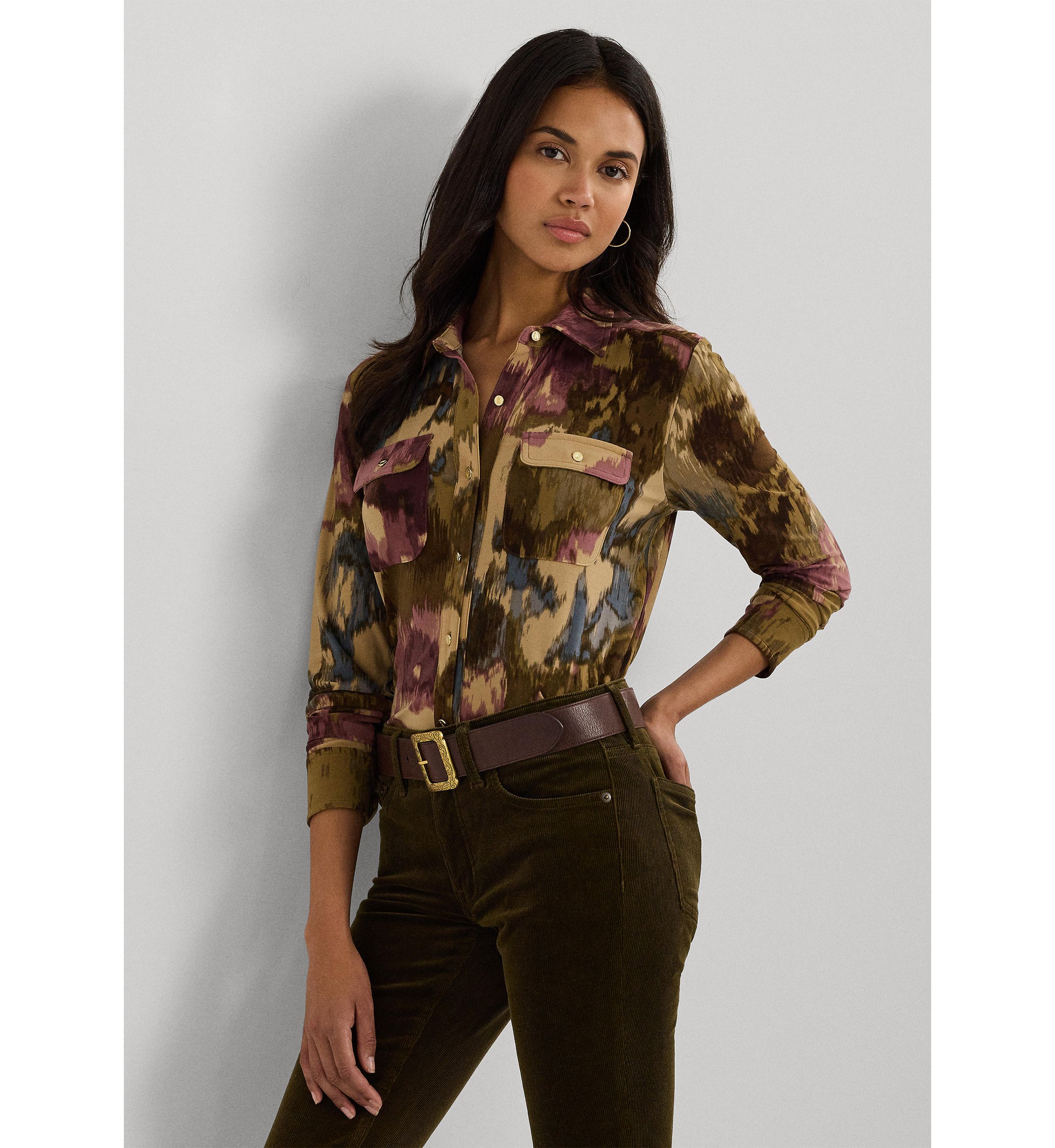 Womens Slim Fit Floral Stretch Jersey Shirt