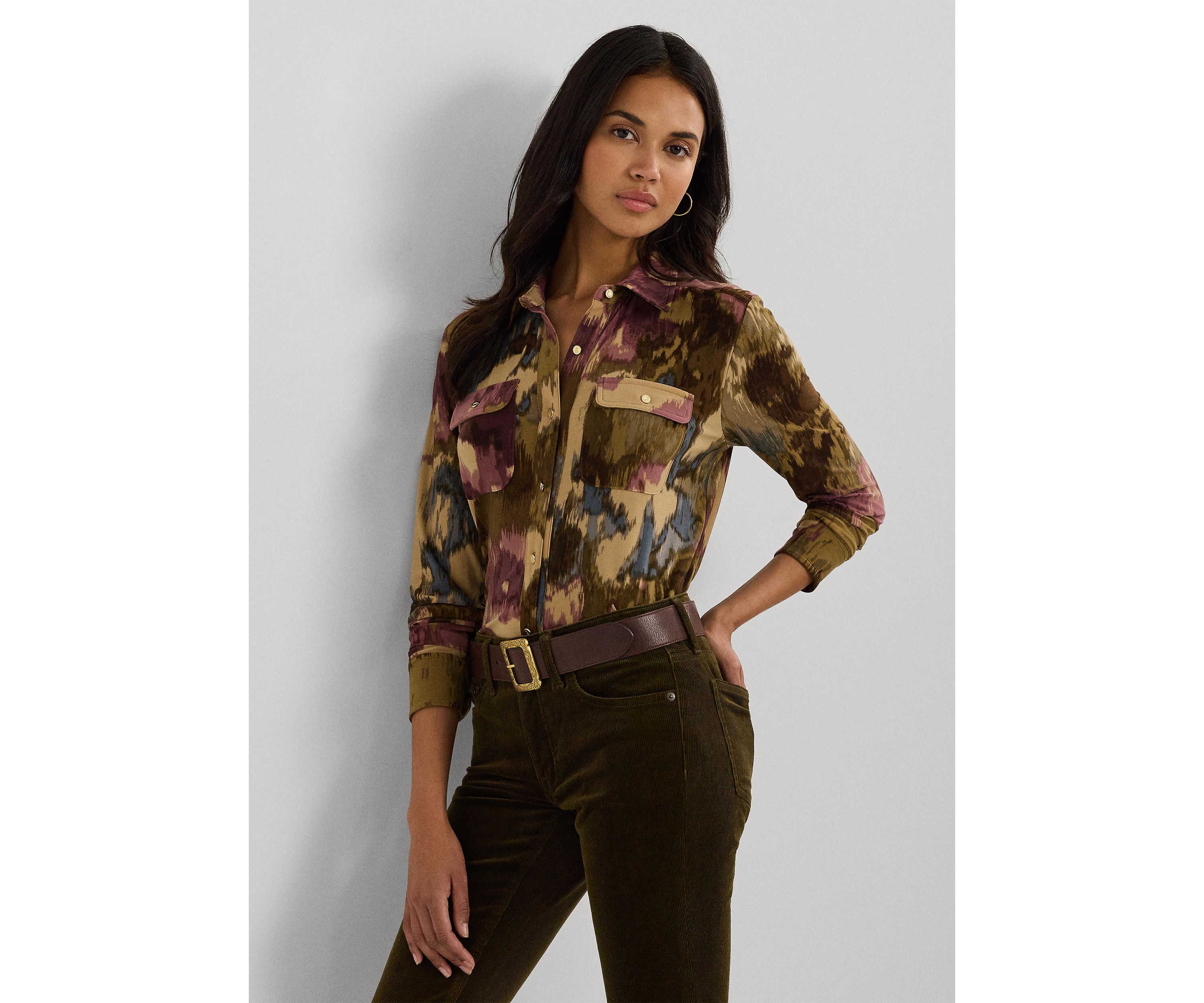 Womens Slim Fit Floral Stretch Jersey Shirt