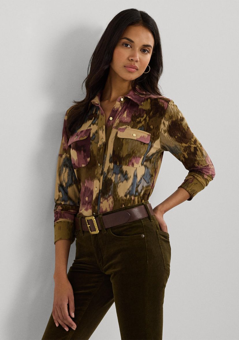Womens Slim Fit Floral Stretch Jersey Shirt