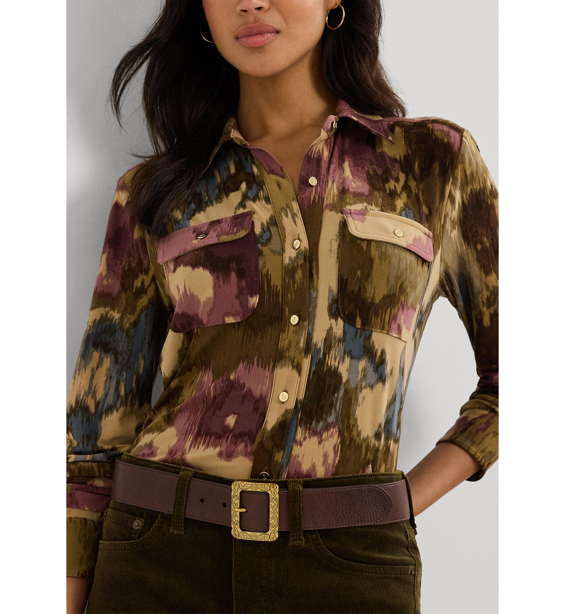 Womens Slim Fit Floral Stretch Jersey Shirt
