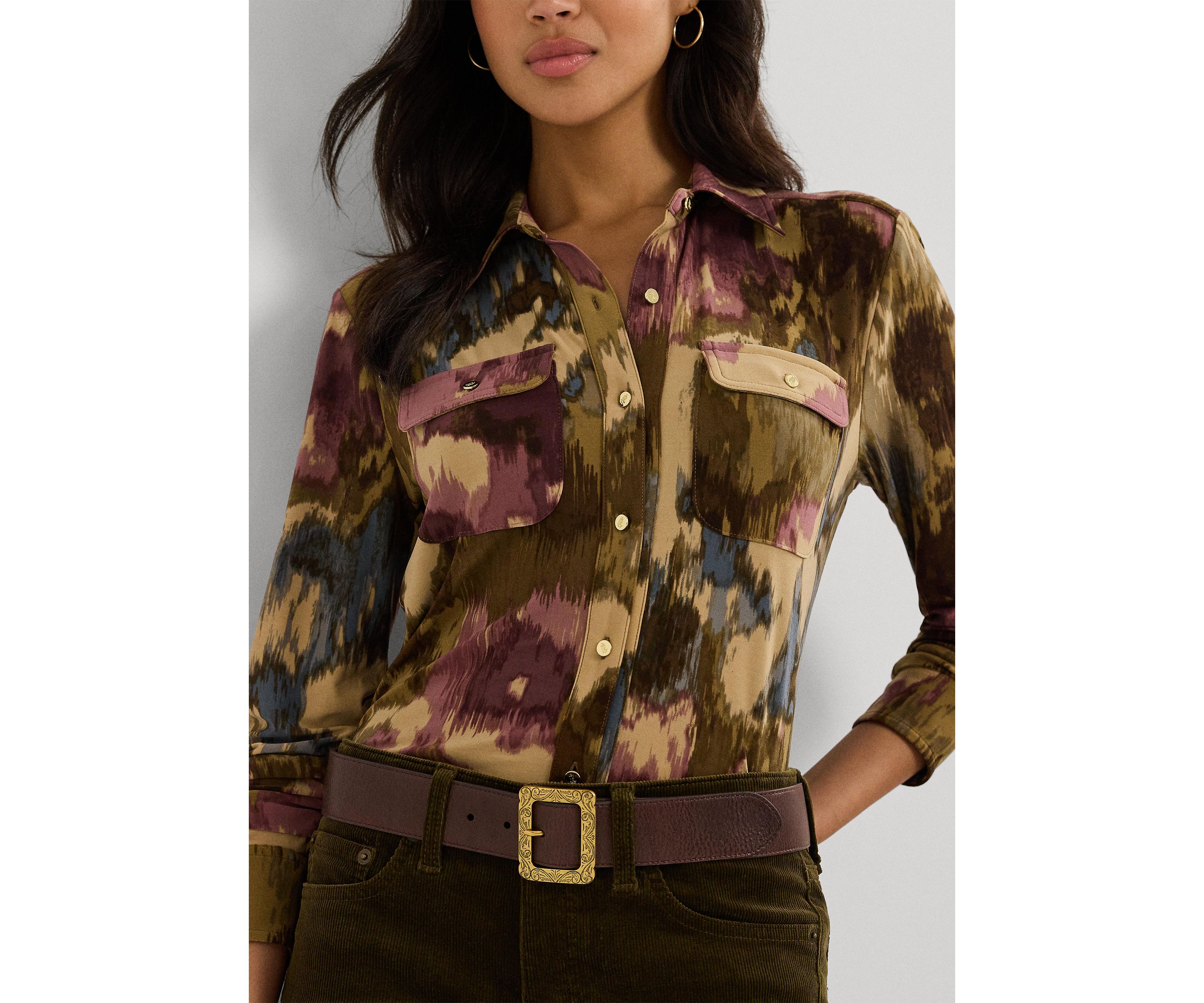 Womens Slim Fit Floral Stretch Jersey Shirt