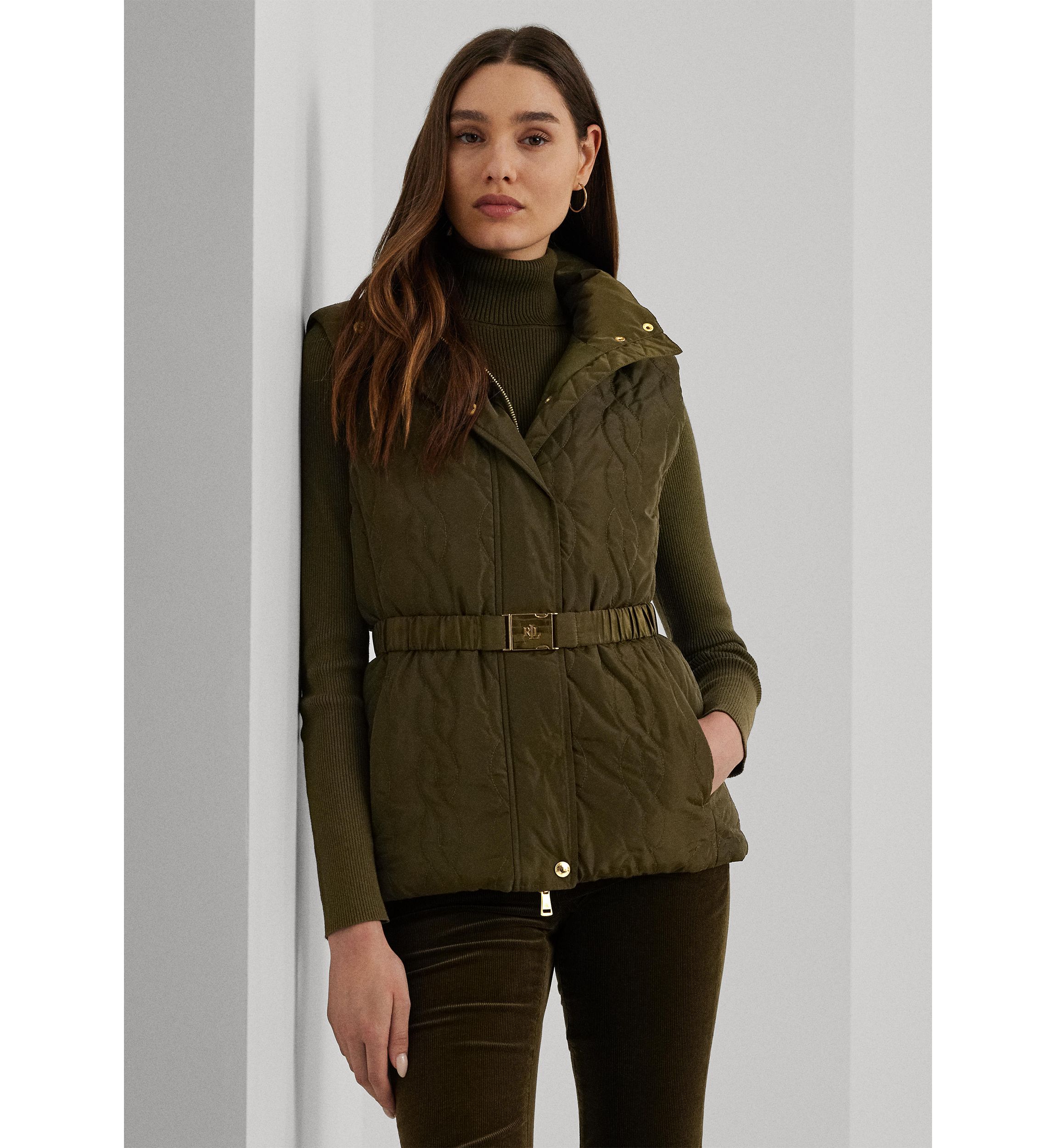 Cable-Quilted Tweed Down Vest