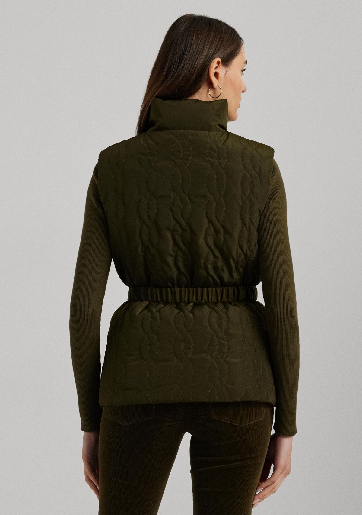 Cable-Quilted Tweed Down Vest
