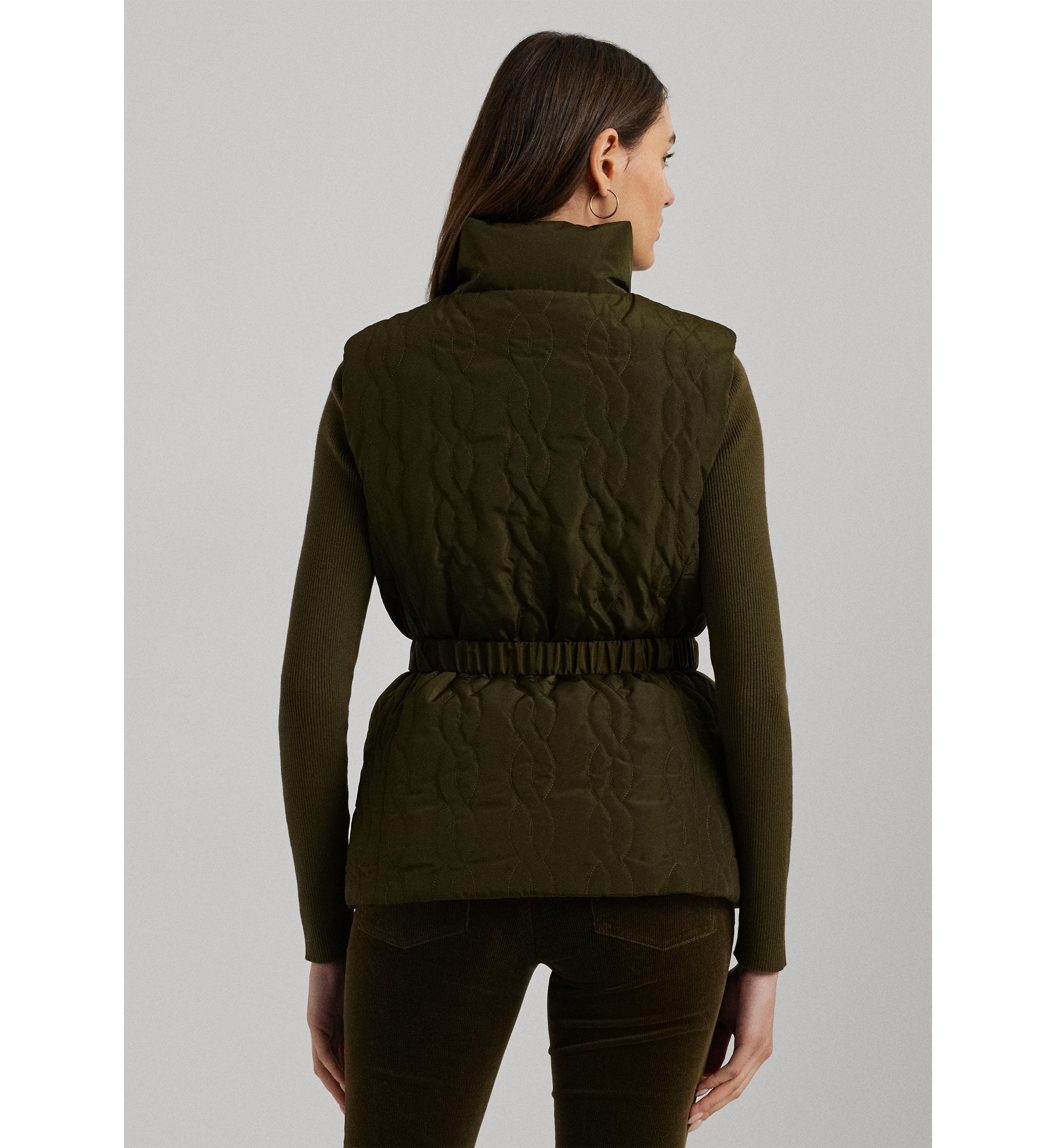 Cable-Quilted Tweed Down Vest