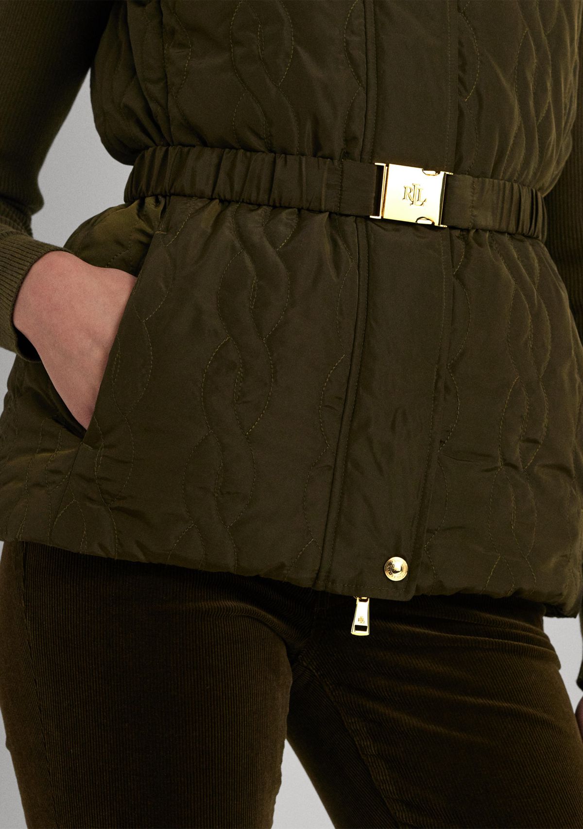 Cable-Quilted Tweed Down Vest