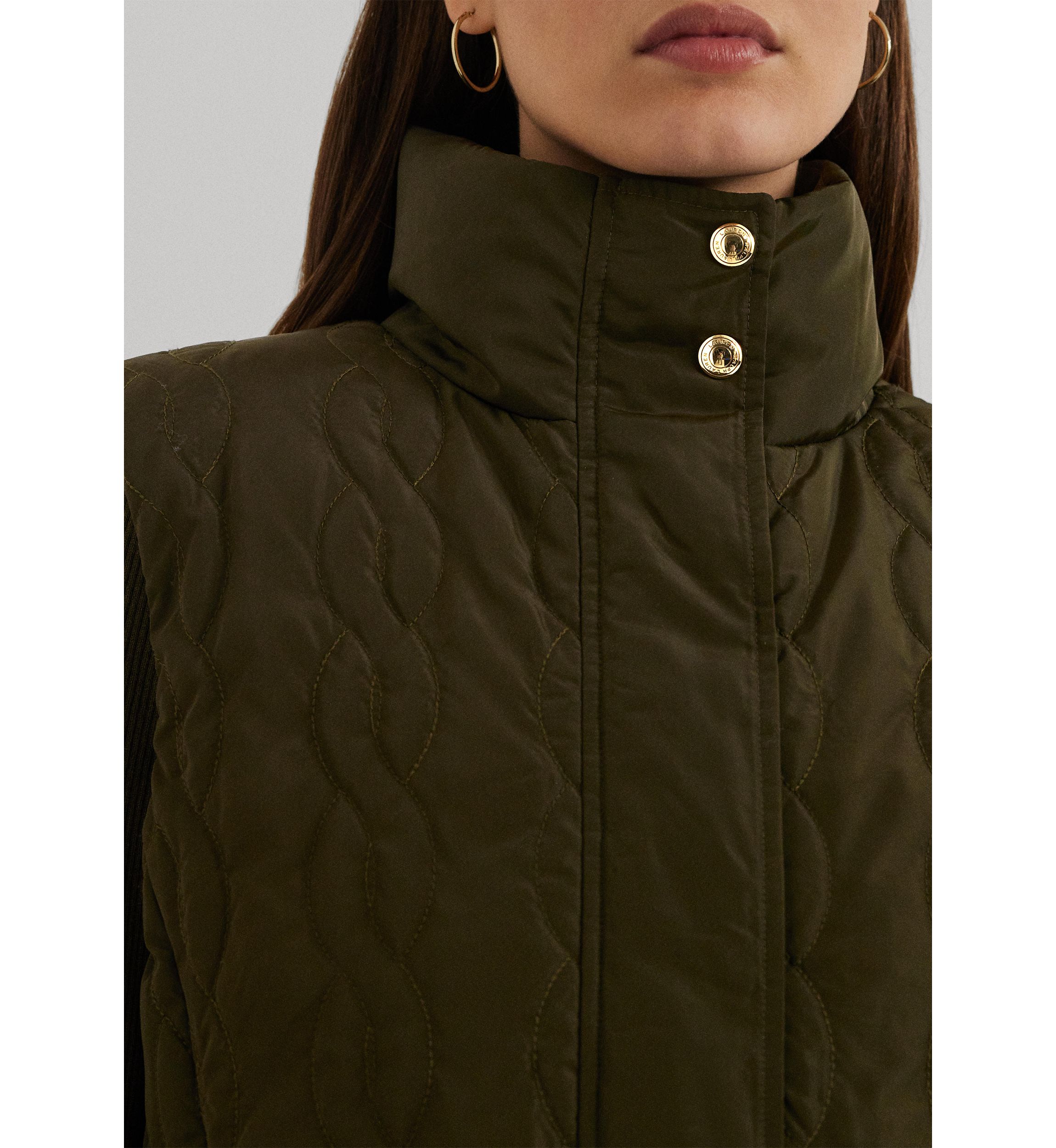 Cable-Quilted Tweed Down Vest